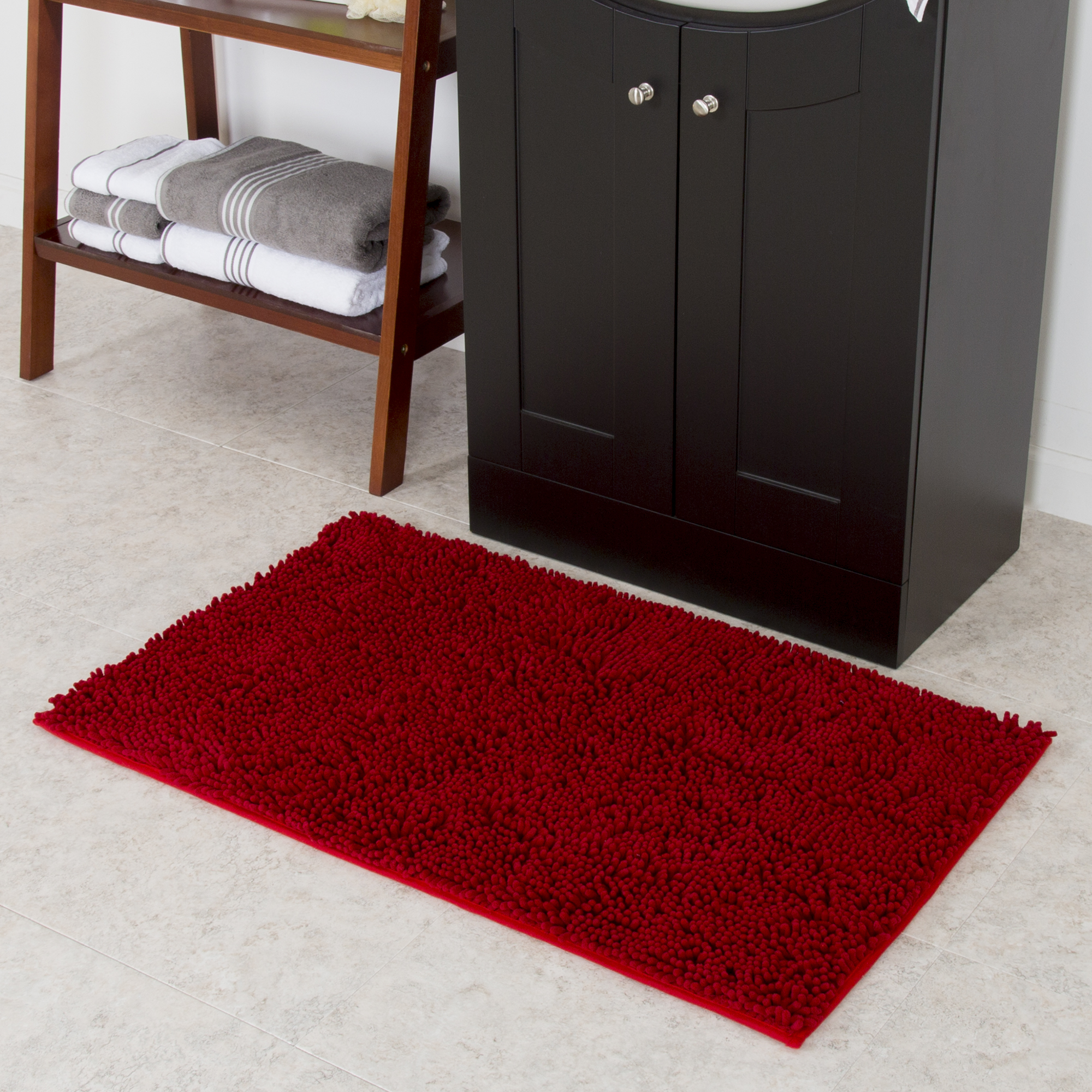 Lavish Home High Pile Shag Rug Carpet - Burgundy - 21x36