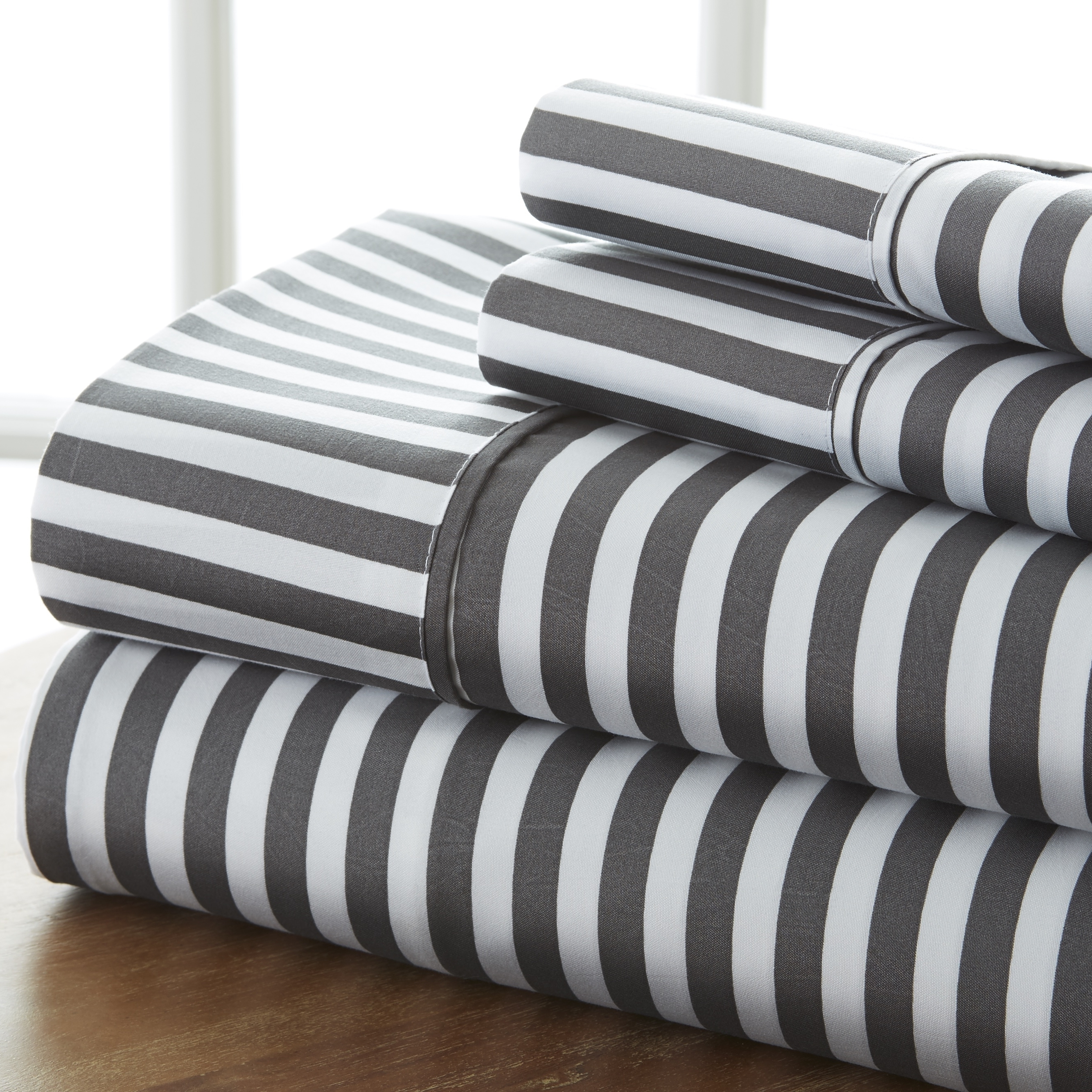 Home Collection Premium Ultra Soft 4 Piece Ribbon Bed Sheet Set - Gray, California King