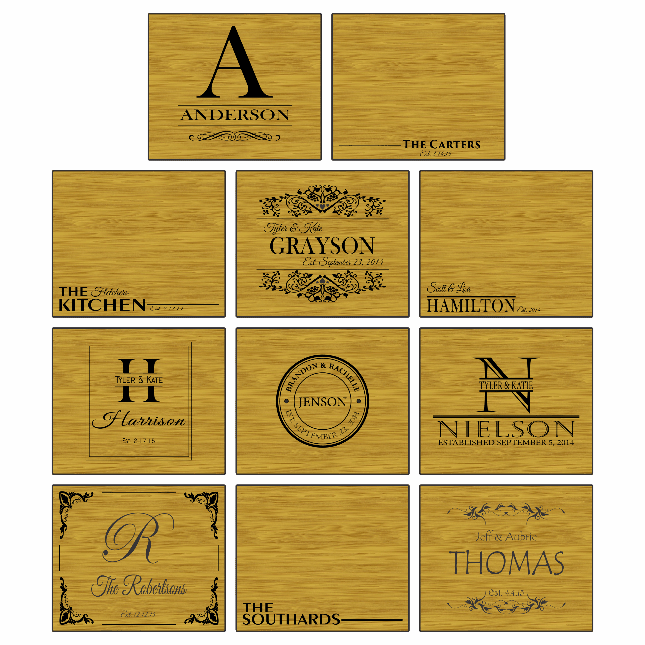 Personalized Large 11x13 Bamboo Cutting Board - Anderson
