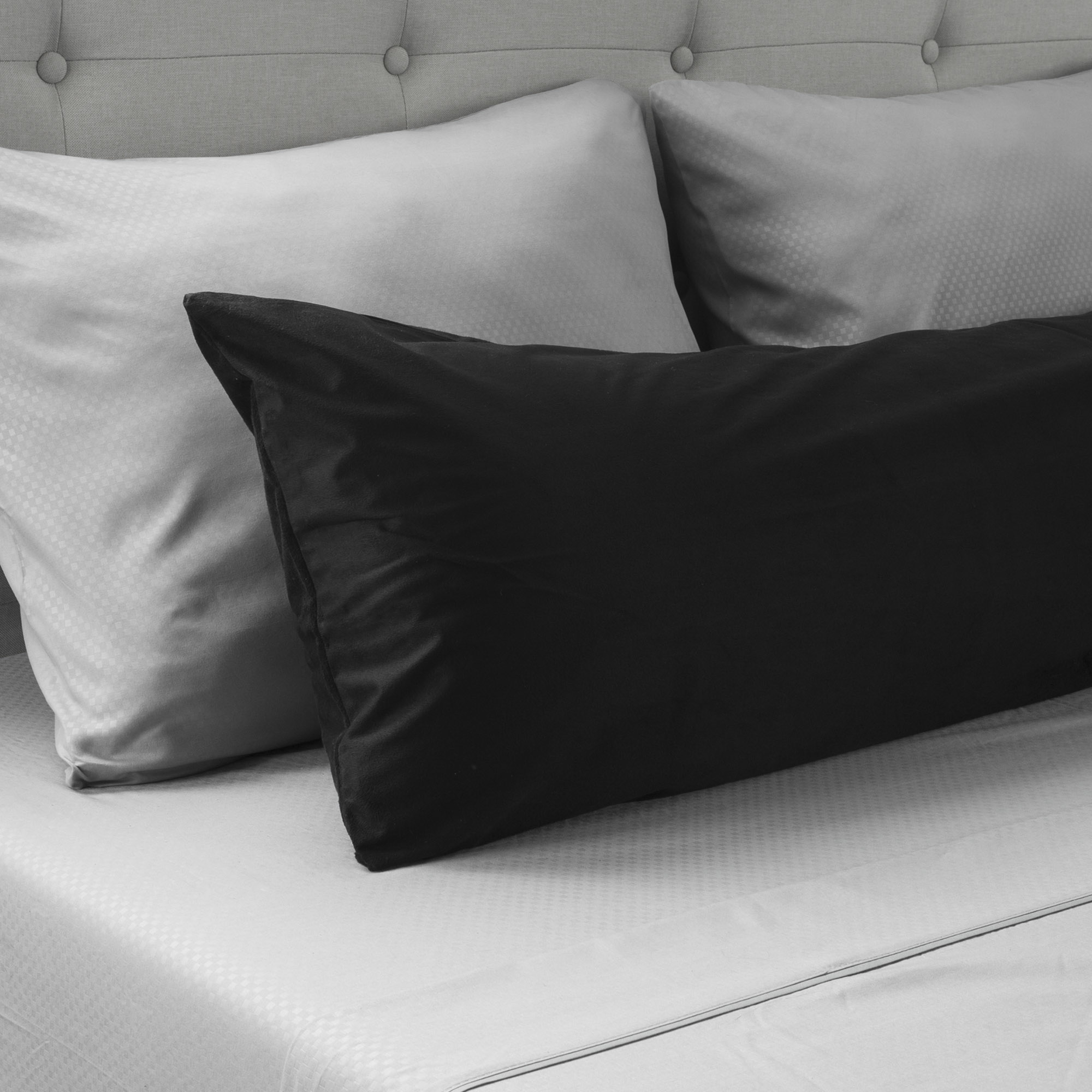 Microsuede Body Pillow Cover Pillowcase Zippered Washable 51 X 17 Inches Black