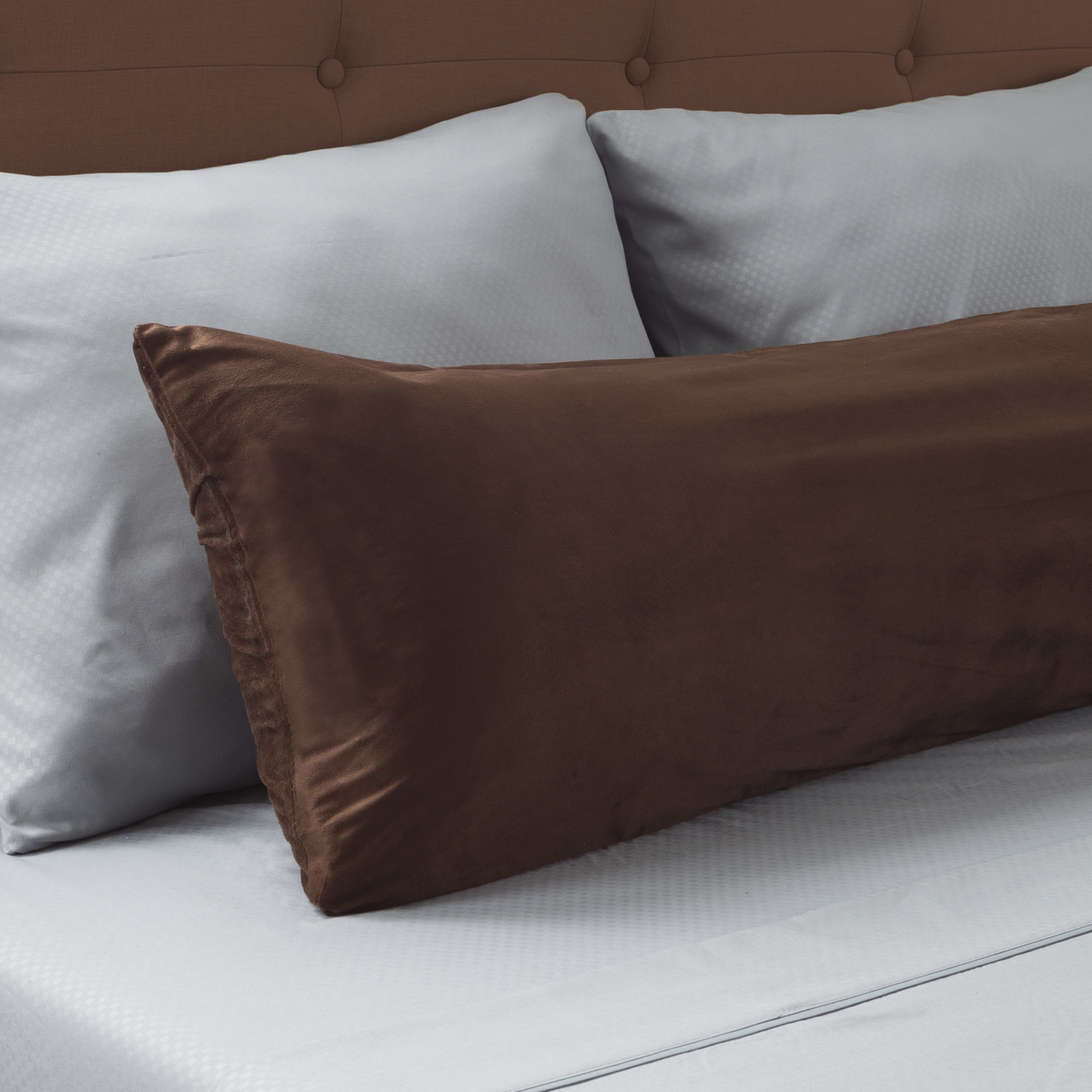 Microsuede Body Pillow Cover Pillowcase Zippered Washable 51 X 17 Inches Brown
