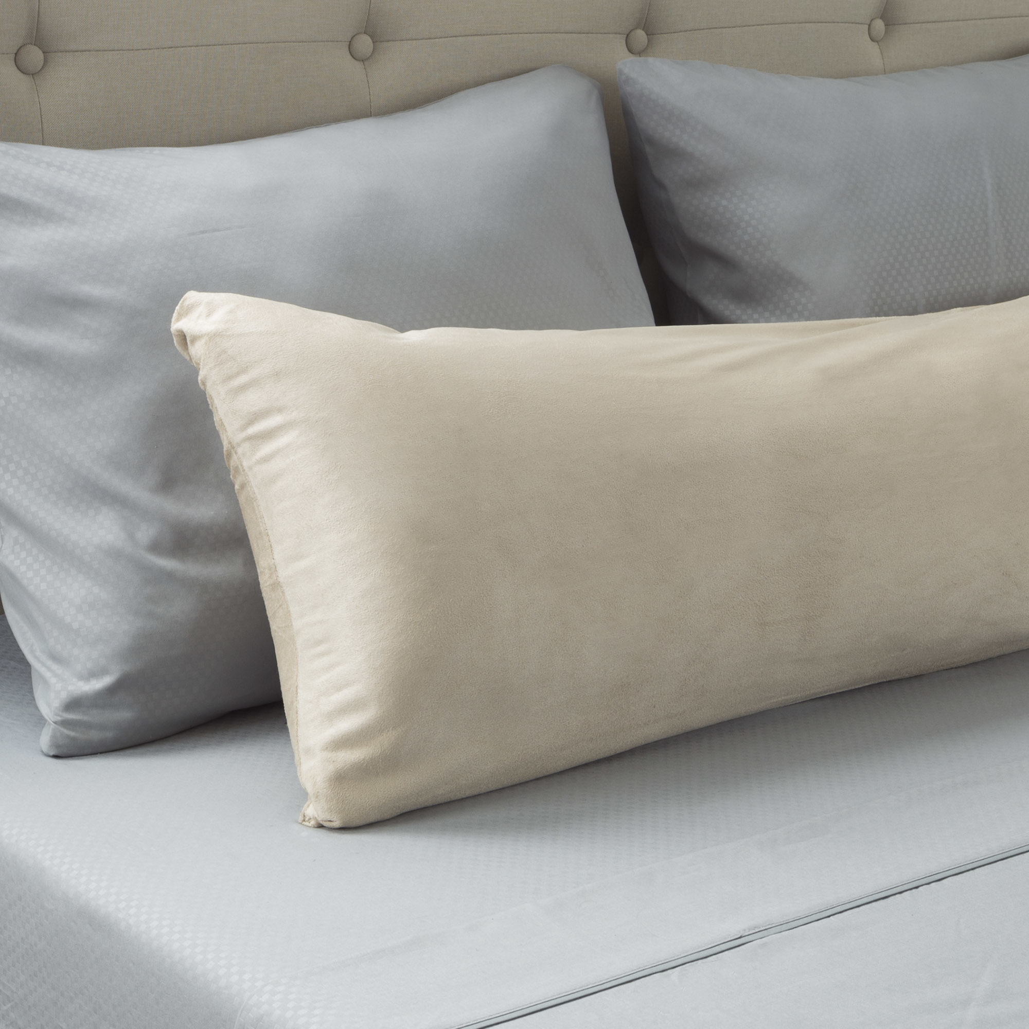 Microsuede Body Pillow Cover Pillowcase Zippered Washable 51 X 17 Inches Cream
