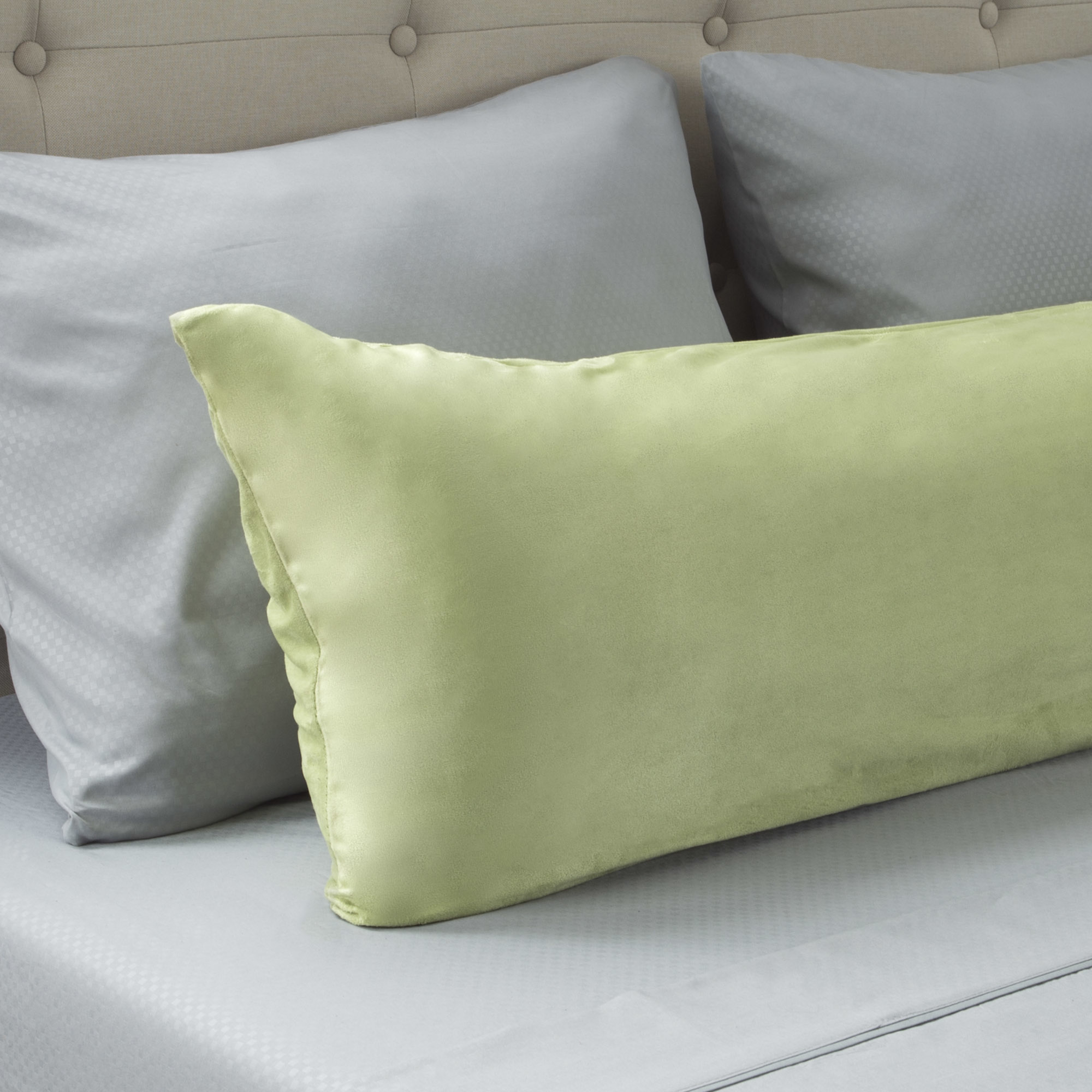 Microsuede Body Pillow Cover Pillowcase Zippered Washable 51 X 17 Inches Pistachio