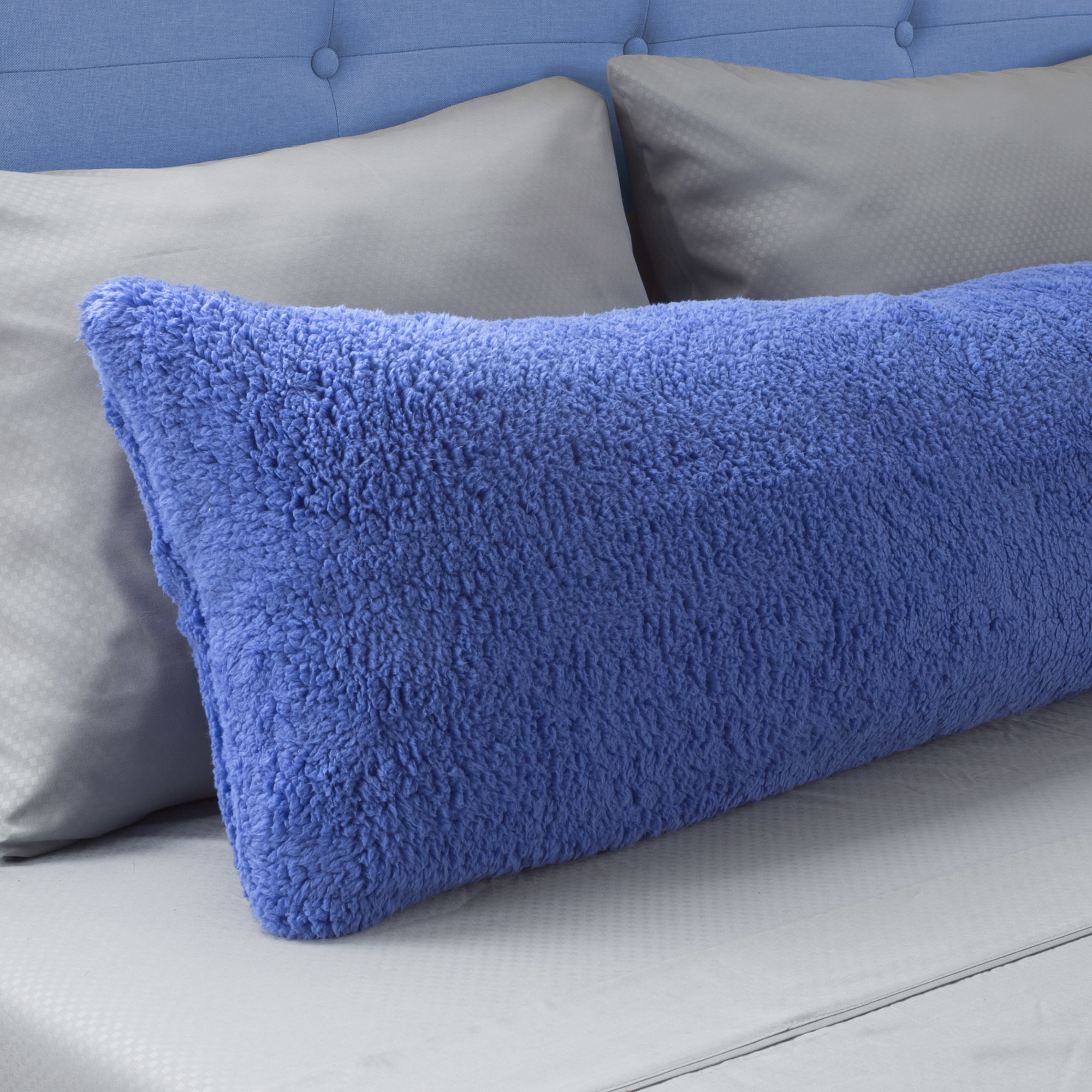 Warm Body Pillow Cover Soft Comfy Pillow Case Zippered Washable 52 X 18 Inches Blue