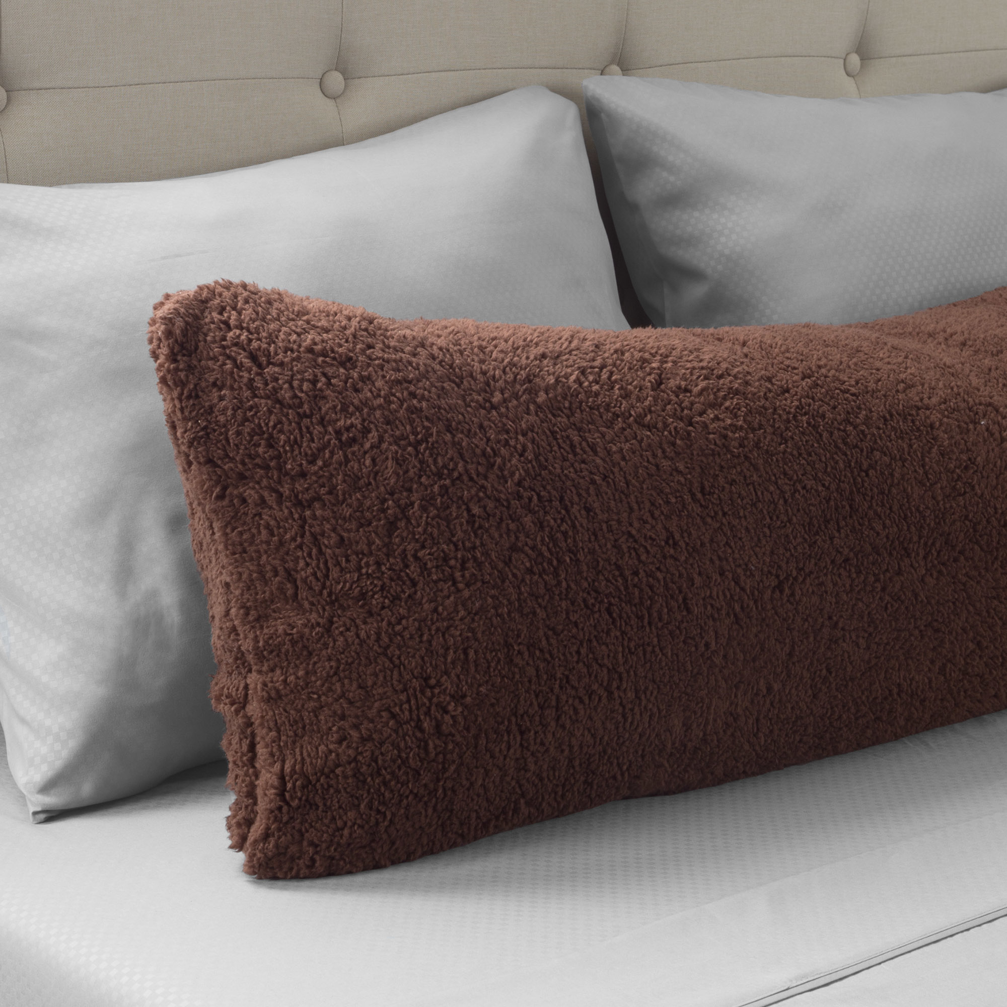 Warm Body Pillow Cover Soft Comfy Pillow Case Zippered Washable 52 X 18 Inches Brown