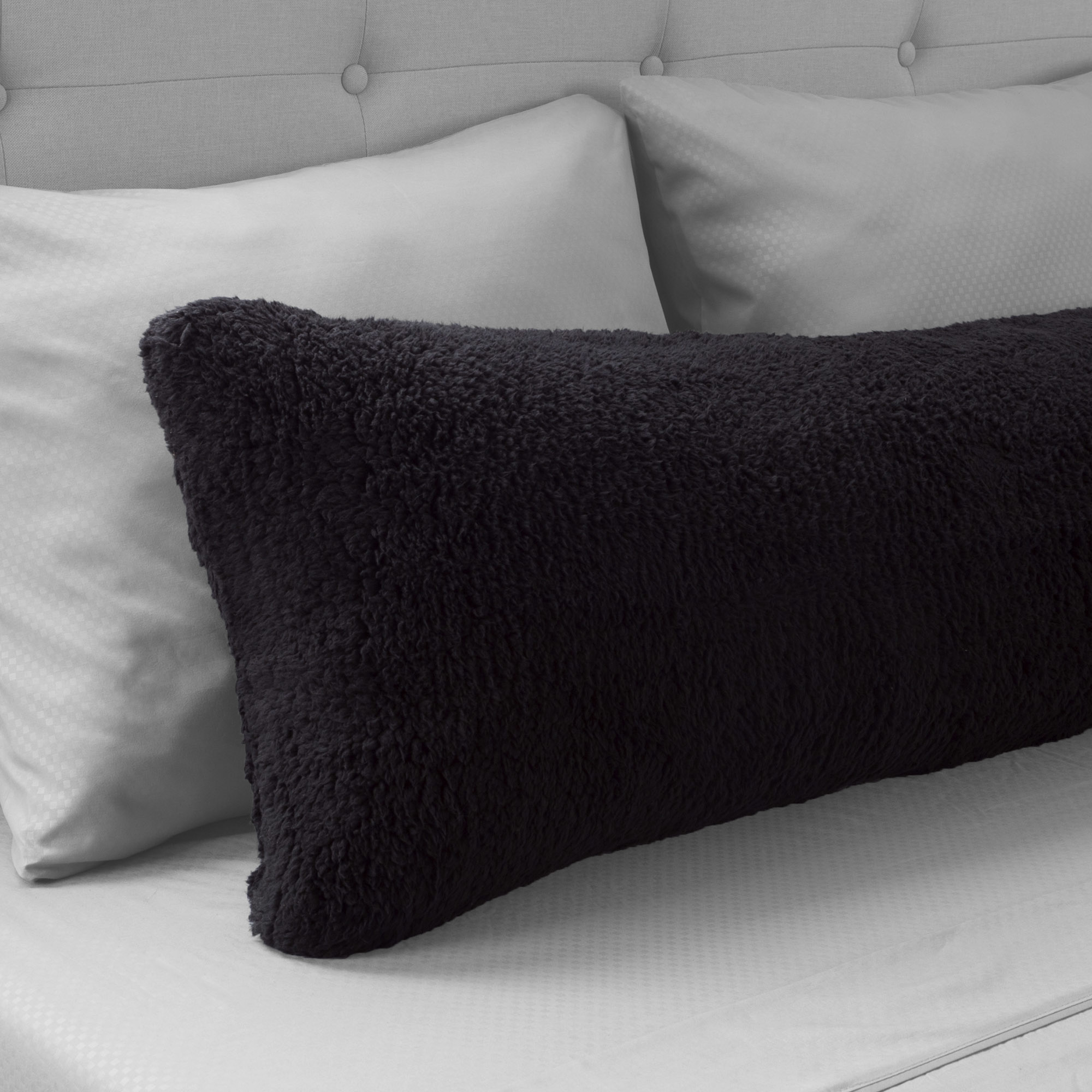 Warm Body Pillow Cover Soft Comfy Pillow Case Zippered Washable 52 X 18 Inches Black