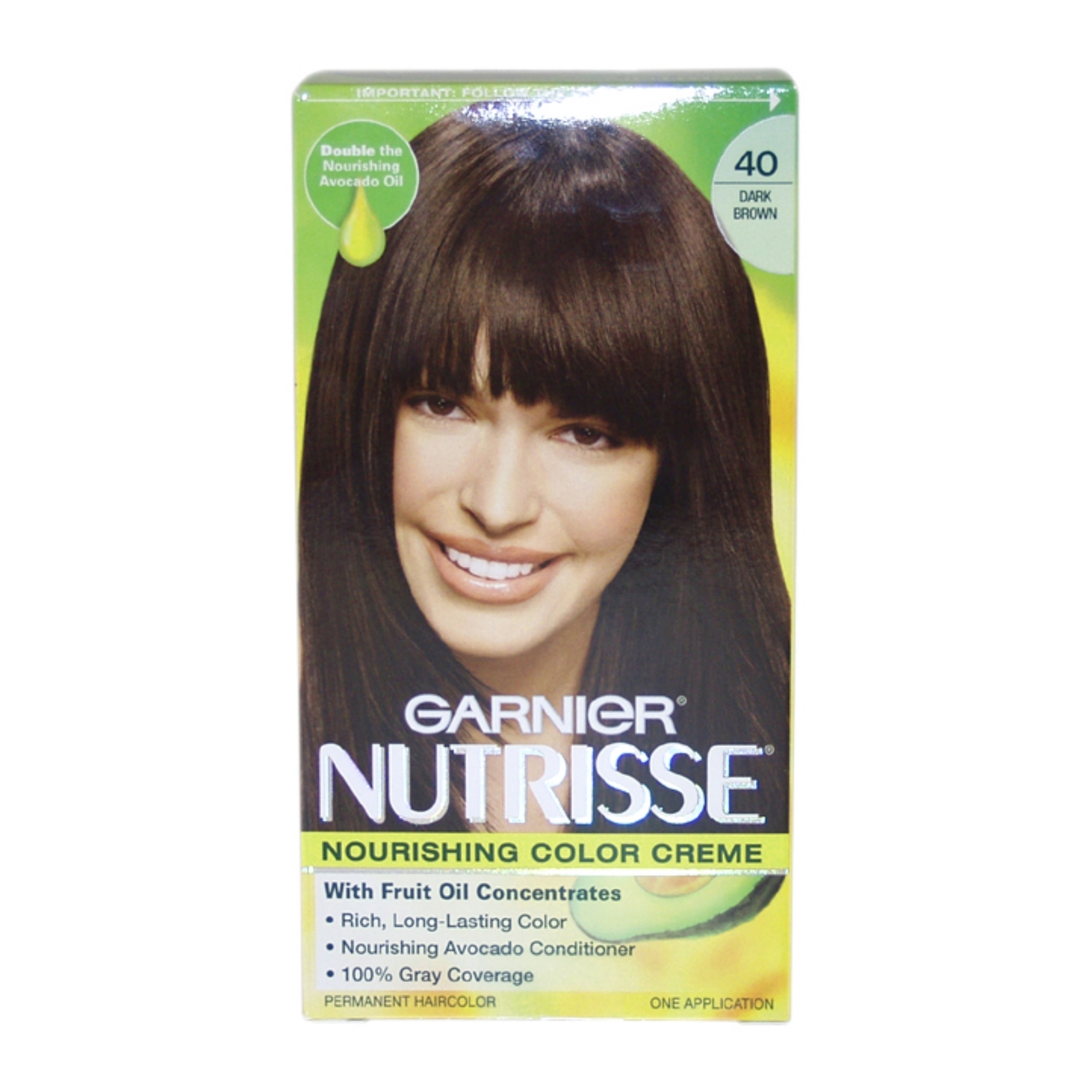 Nutrisse Nourishing Color Creme # 40 Dark Brown by Garnier for Unisex - 1 Application Hair Color