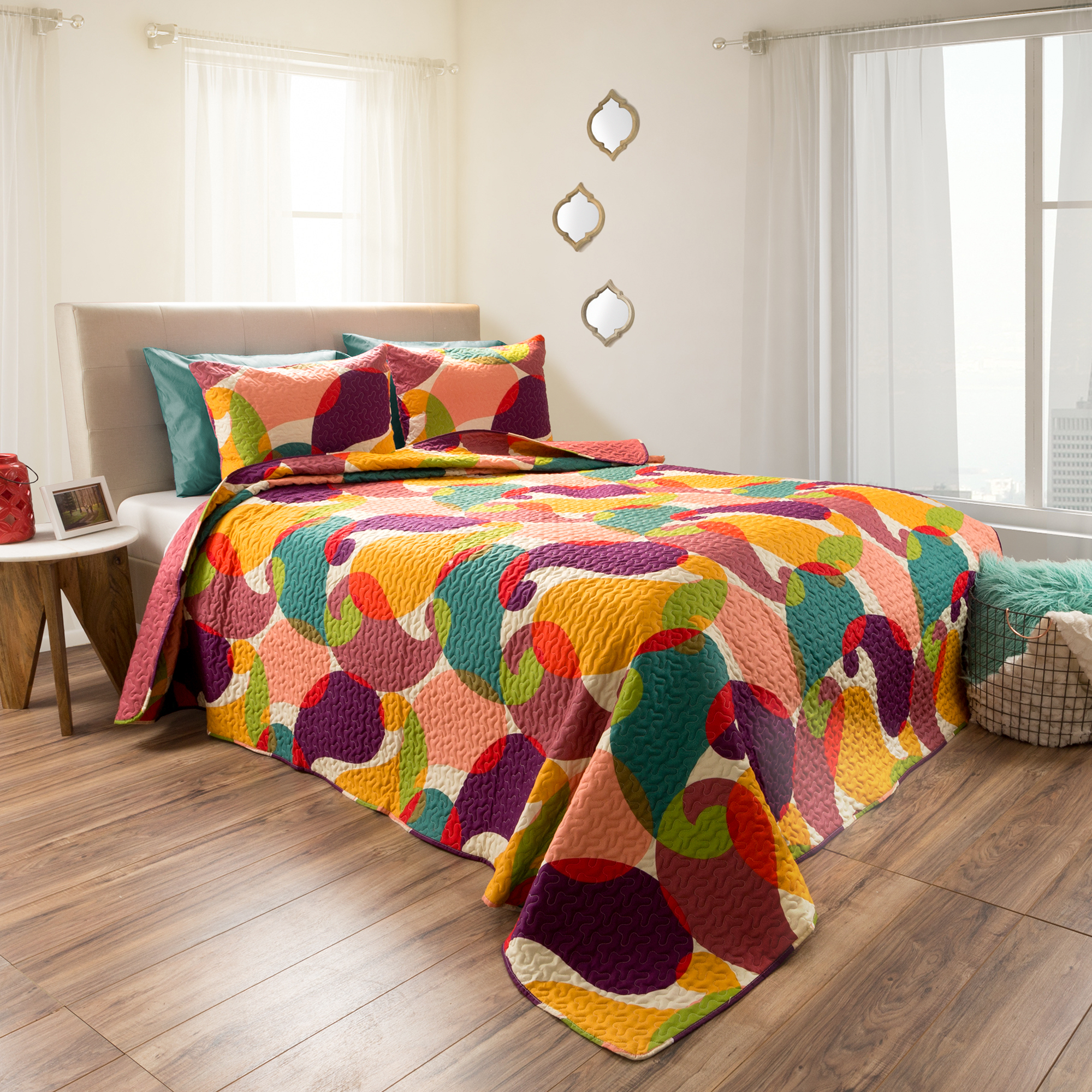 Twin Quilt Bed Set, 2 Piece Reversible Microfiber Quilt Bedding Set With Shams Evelyn Embossed Quilt Bedroom Set By Lavish Home (pink Rose)