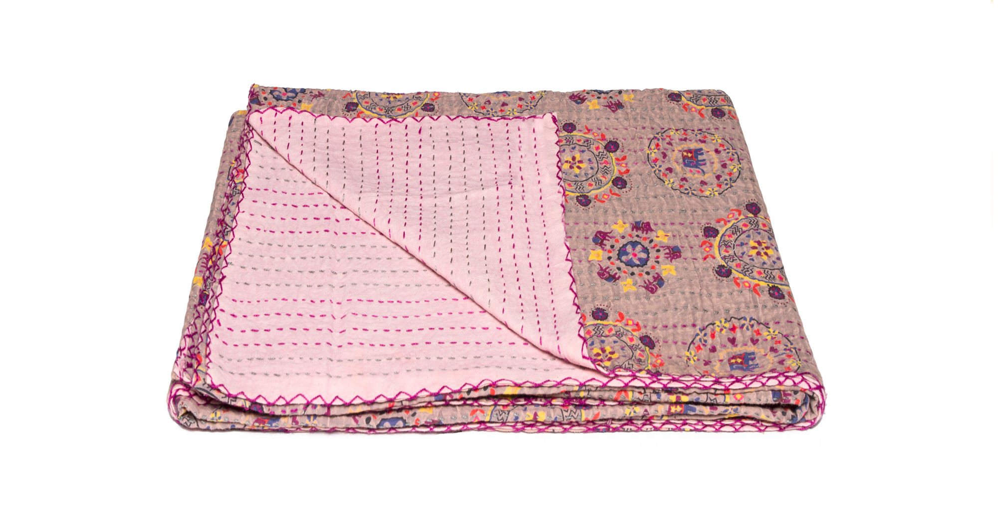 100% Cotton Vintage Handmade Kantha Throw 50\" X 70\" - 507-40