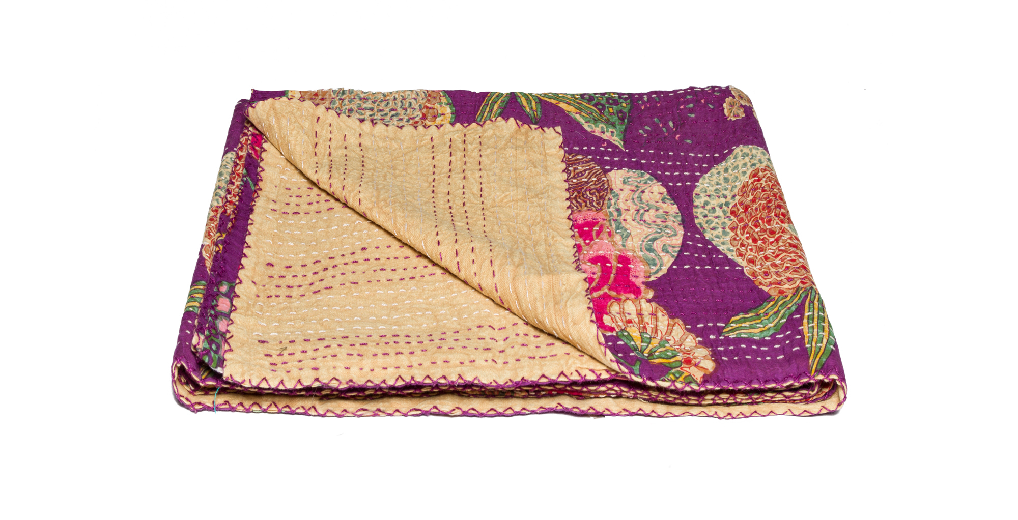 100% Cotton Vintage Handmade Kantha Throw 50\" X 70\" - 325