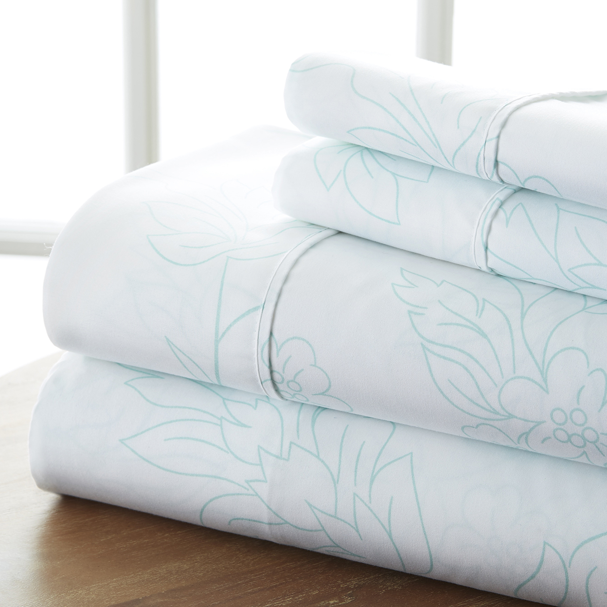 The Home Collection Premium Ultra Soft 4 Piece Vine Bed Sheet Set - California King, Aqua