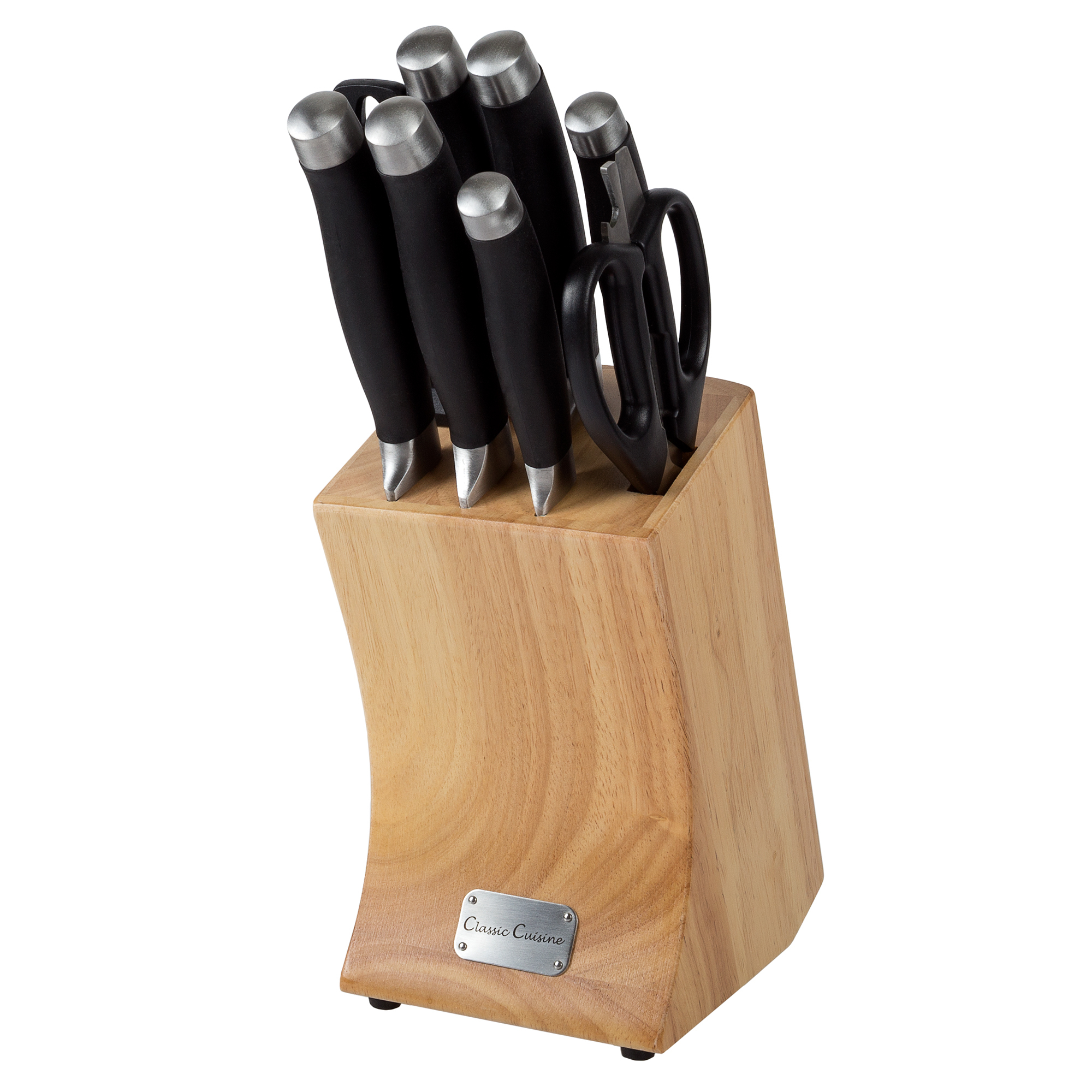 Professional Quality 9 Piece Stainless Steel Knife Set with Shears Sharpener Chef Bread Santoku Filet Paring Knives and Wood Block