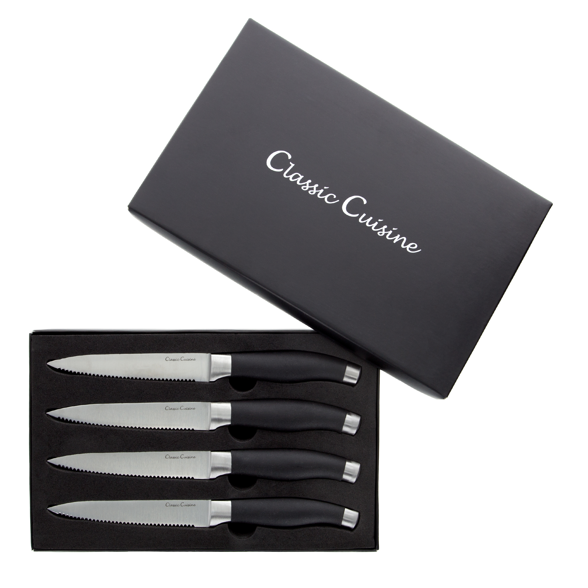 Professional Quality 4 Piece Stainless Steel Steak Knife Set 5 inch Hand Forged Serrated Edged Knives for Home or Restaurant
