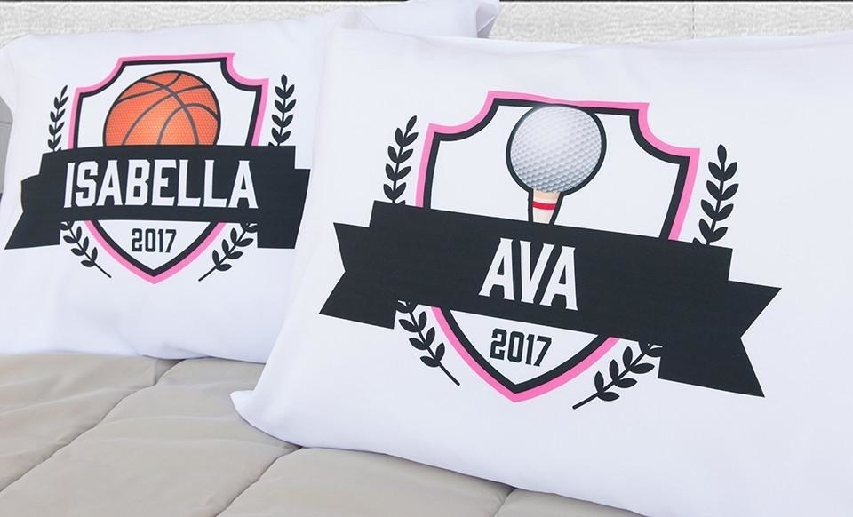 Personalized Sports Pillowcases -- Pink Design - Charlotte