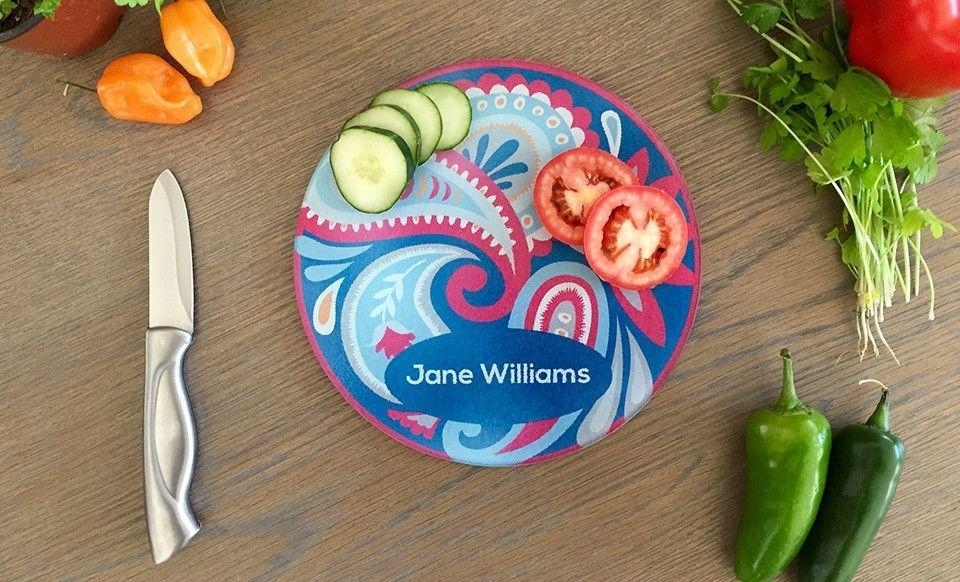 Personalized Tempered Glass Round Cutting Boards - Jane Williams