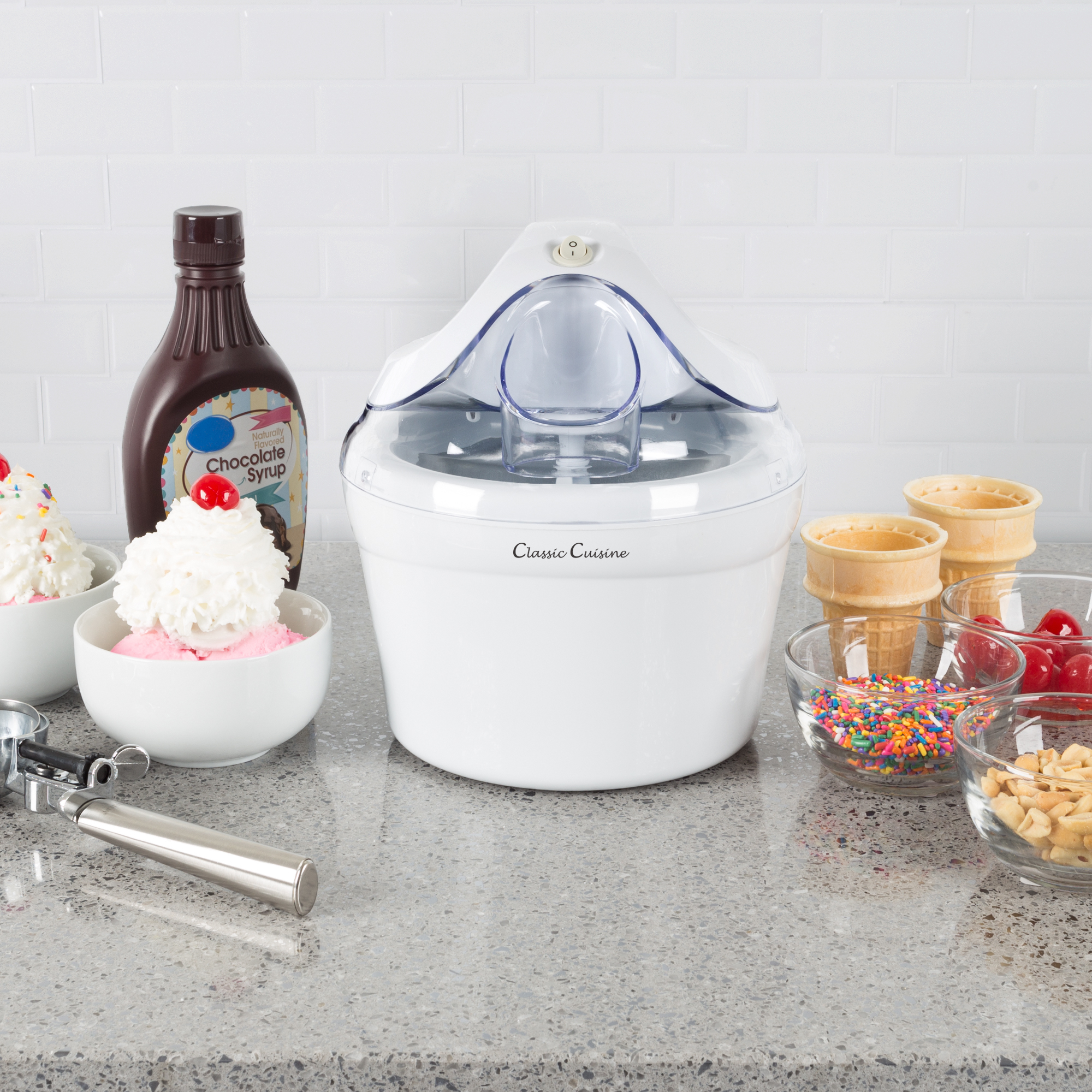 Ice Cream or Sorbet Maker 1 Quart Machine Includes Recipes Compact Design
