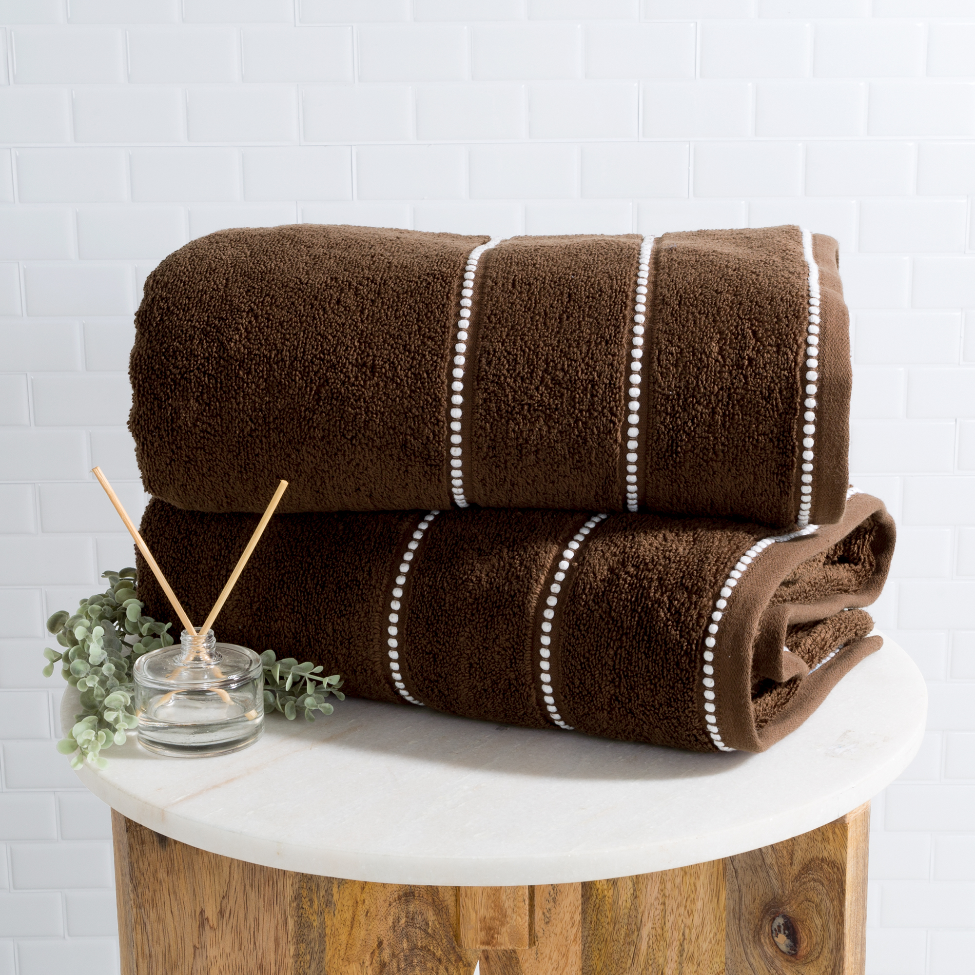 Luxurious Huge 34 X 68 In Cotton Towel Set- 2 Piece Bath Sheet Set Made From 100% Plush Cotton- Quick Dry, Soft And Absorbent Chocolate