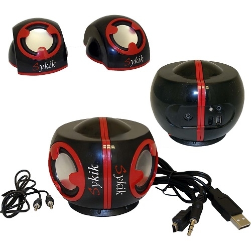 Sykik Buddies 2.0 Channel Multimedia Speaker System - Red & Black