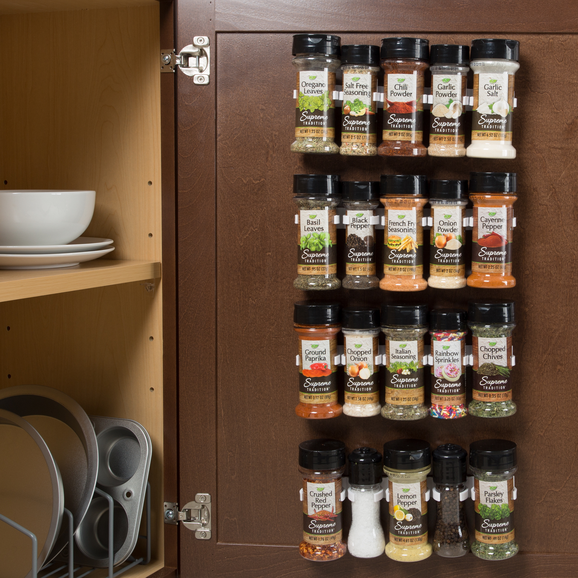 Spice Rack Organizer Easy Stick to Cupboard Door Holds up to 20 Spices