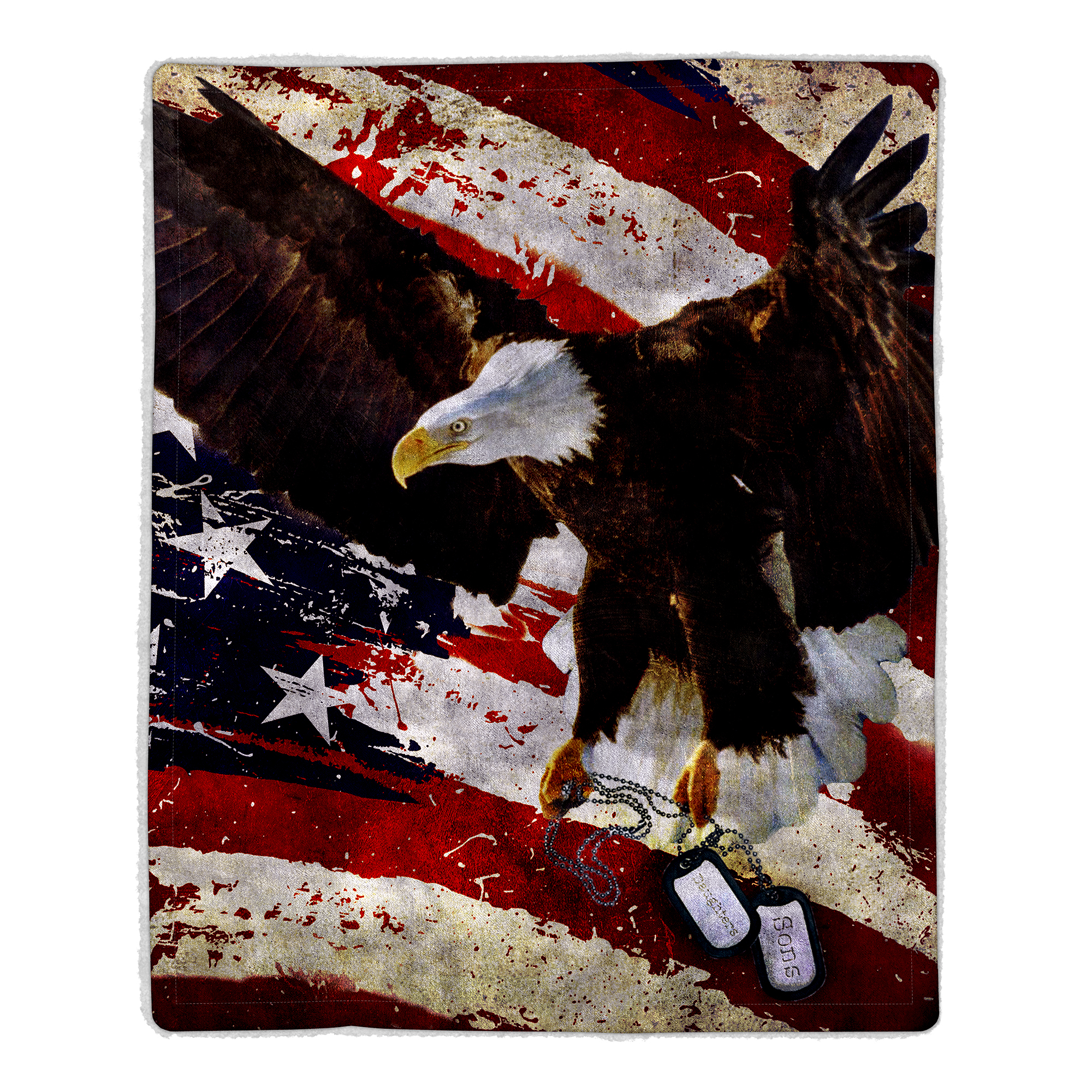Fluffy Plush Throw Blanket 50 X 60 Inch - American Flag Bald Eagle Print, Lightweight Hypoallergenic Bed Couch Plush