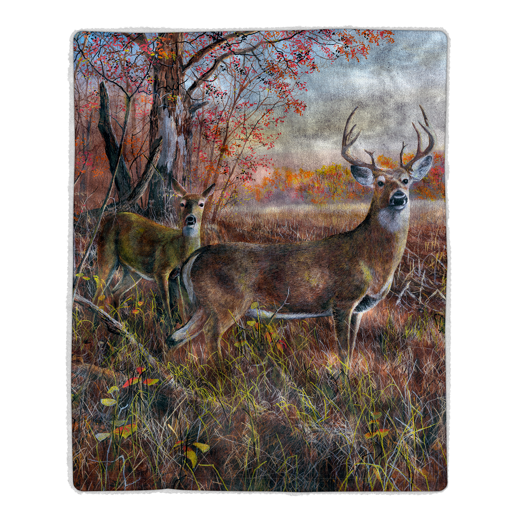 Fluffy Plush Throw Blanket 50 X 60 Inch - Deer Print Lightweight Hypoallergenic Bed Or Couch Soft Plush