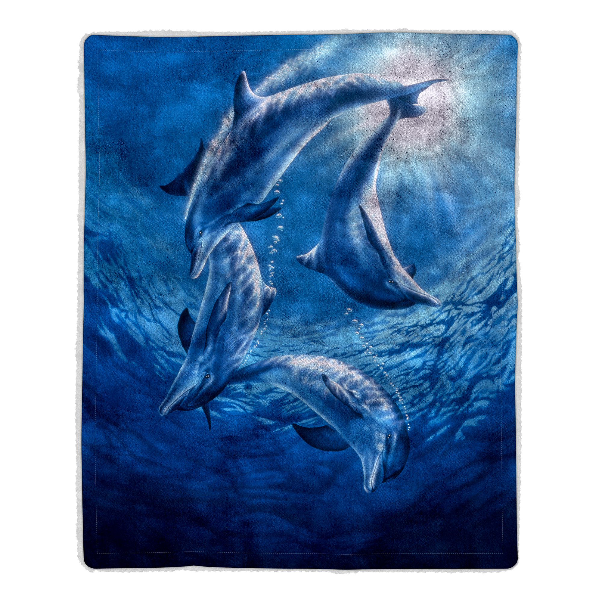 Fluffy Plush Throw Blanket 50 X 60 Inch- Ocean Dolphin Print Lightweight Hypoallergenic Bed Couch Soft Plush