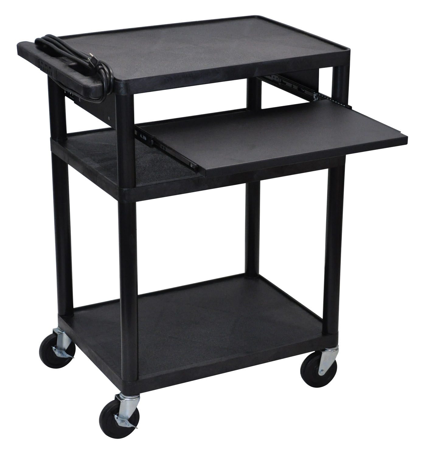 Luxor Lp34le-b 3 Shelves Multipurpose A/v Cart With Front Pullout Tray - Black