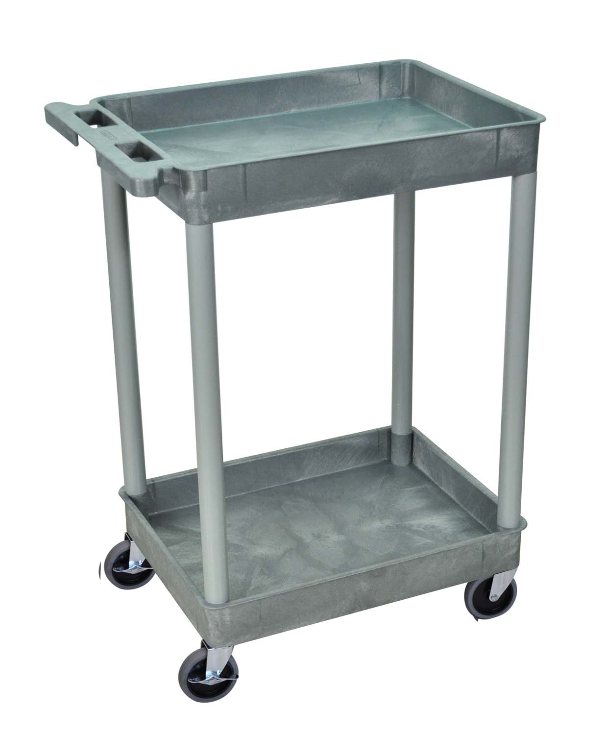 Luxor Office Kitchen Storage 2 Shelf Gray Tub Cart
