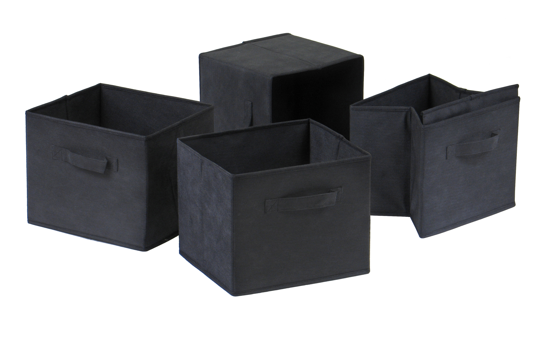 Winsome Home Office storage Capri Set of 4 Foldable Black Fabric Baskets