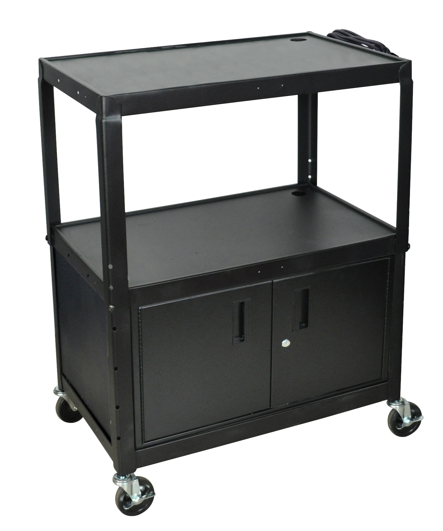 Offex Avj42xlc - Black Extra Large Adjustable Height Steel A/v Cart Cabinet