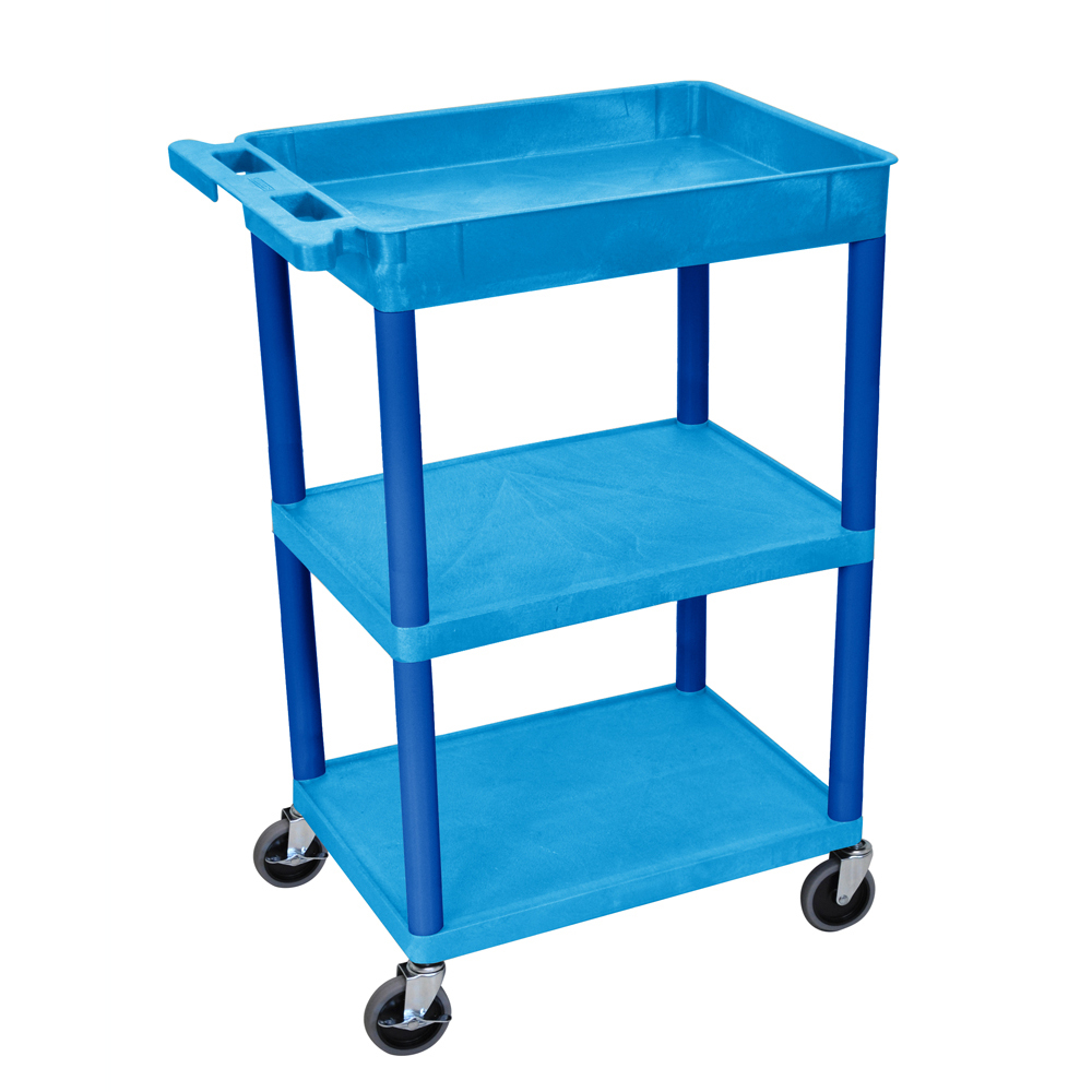 Offex Bustc122-bu Multipurpose 3 - Shelf Tub Cart - Blue