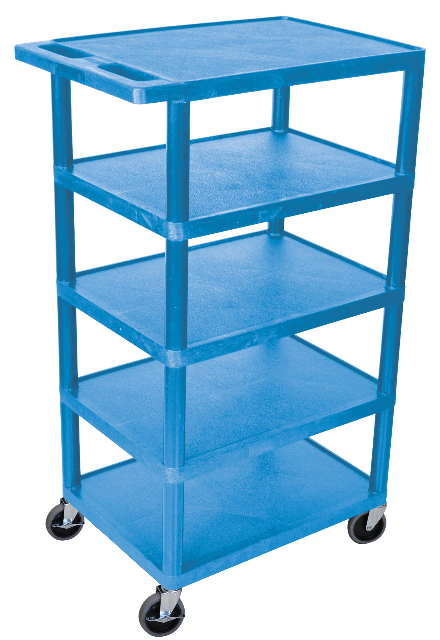 Offex Bc50 Multipurpose Five Flat Shelf Strutural Foam Plastic Cart - Blue