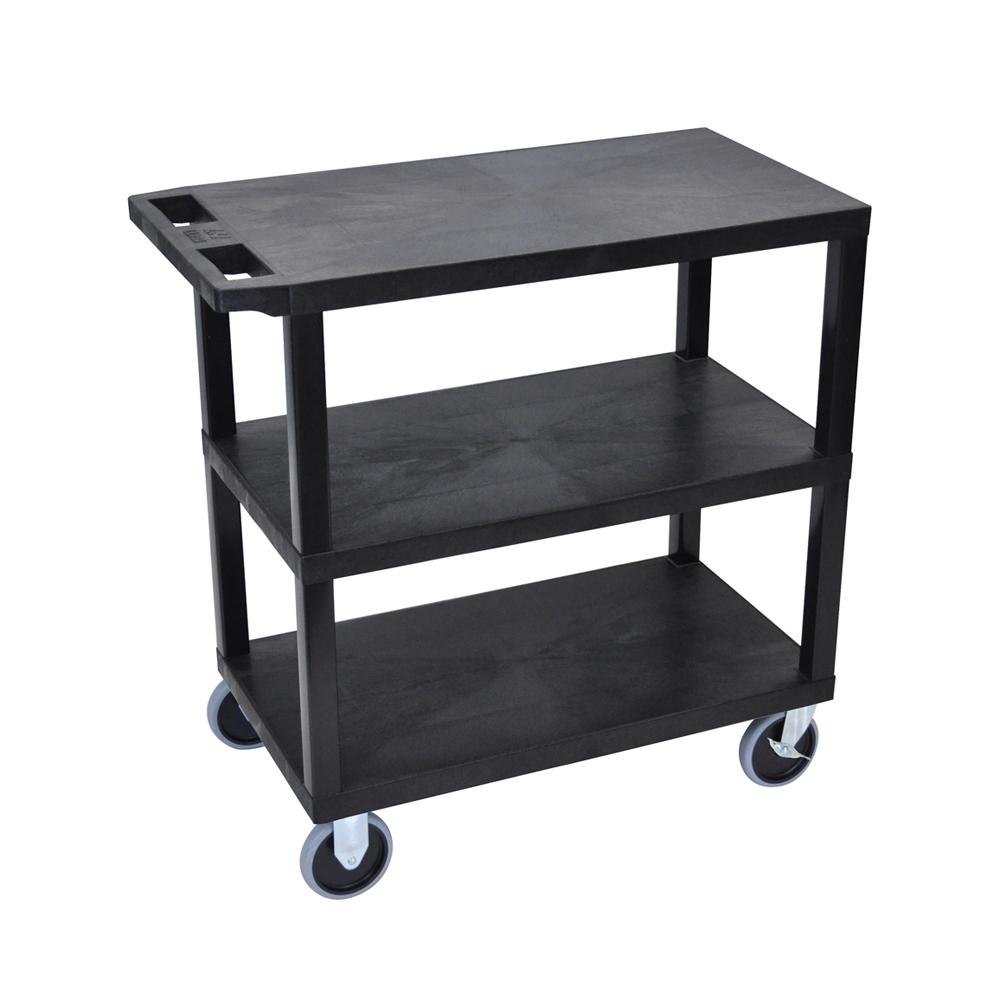Offex Of-ec222hd Presentation 3 Flat Shelves 32 X 18 Cart - Black
