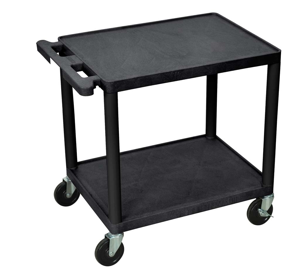 Offex Of-lp26 2 Shelves Multipurpose Plastic A/v Utility Cart - Black - Without Electric