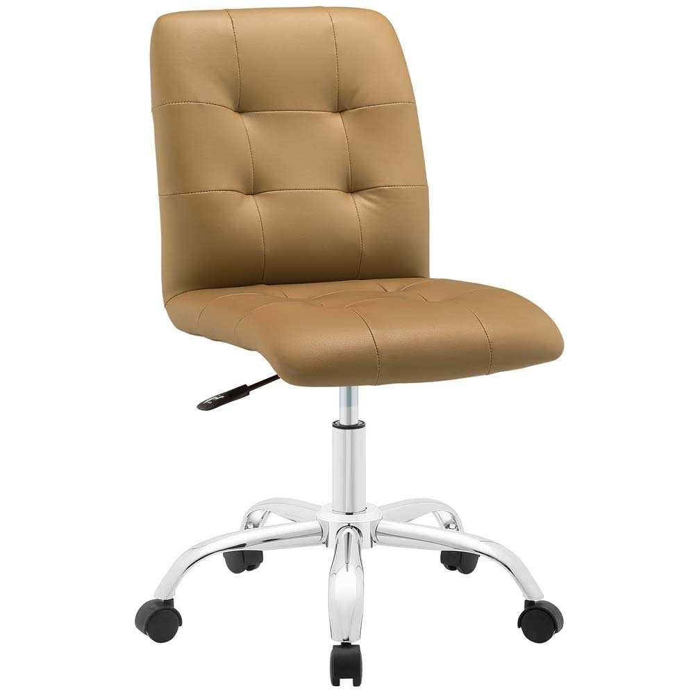 Tan Prim Armless Mid Back Office Chair