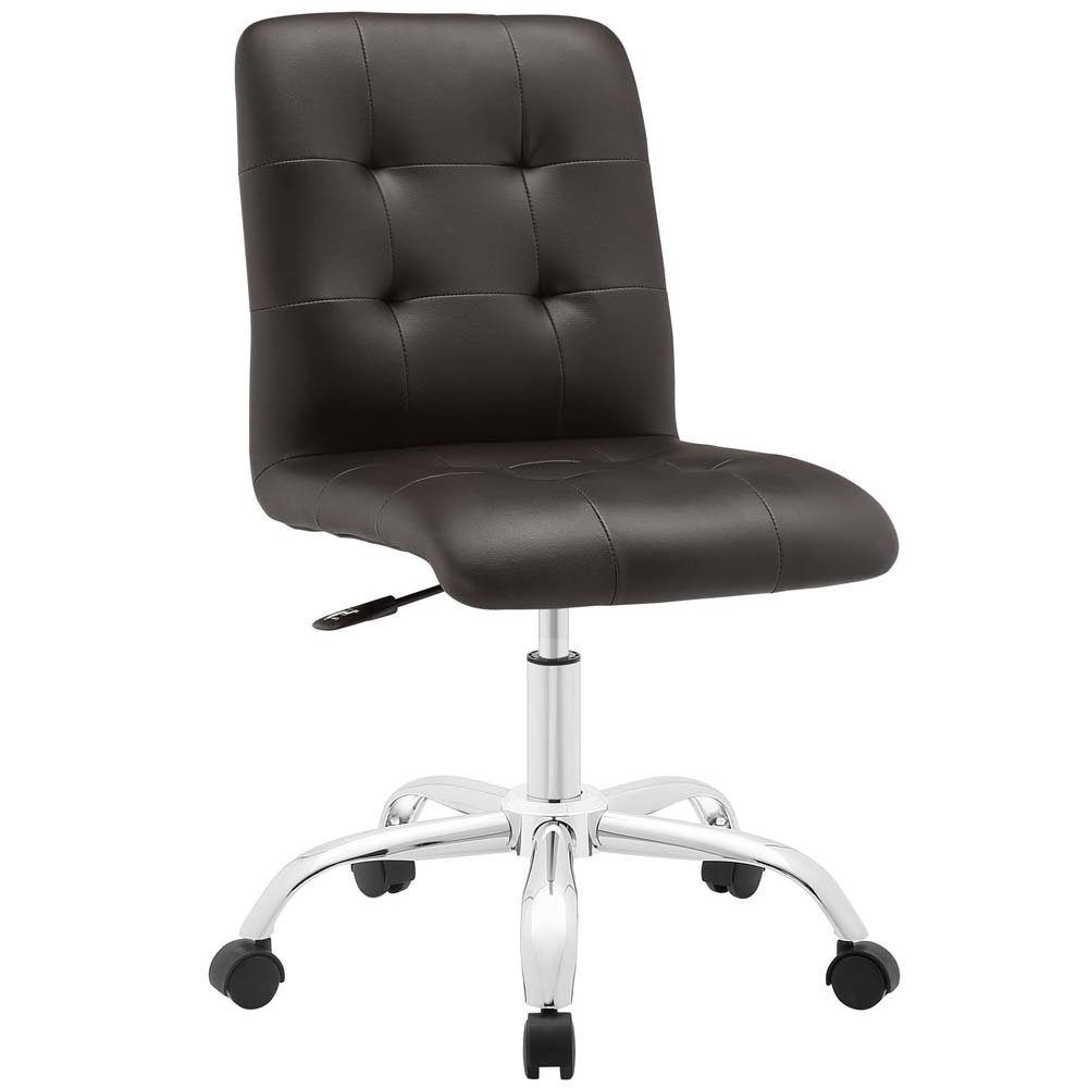 Brown Prim Armless Mid Back Office Chair