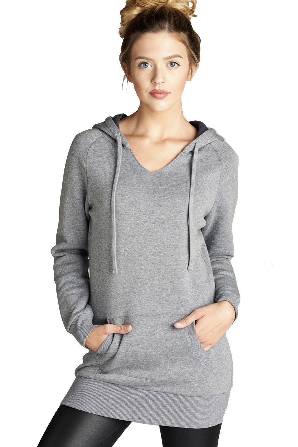 Raglan Long Sleeve Pullover Hoodie Sweatshirt in Heather Grey - Medium, Heather Grey