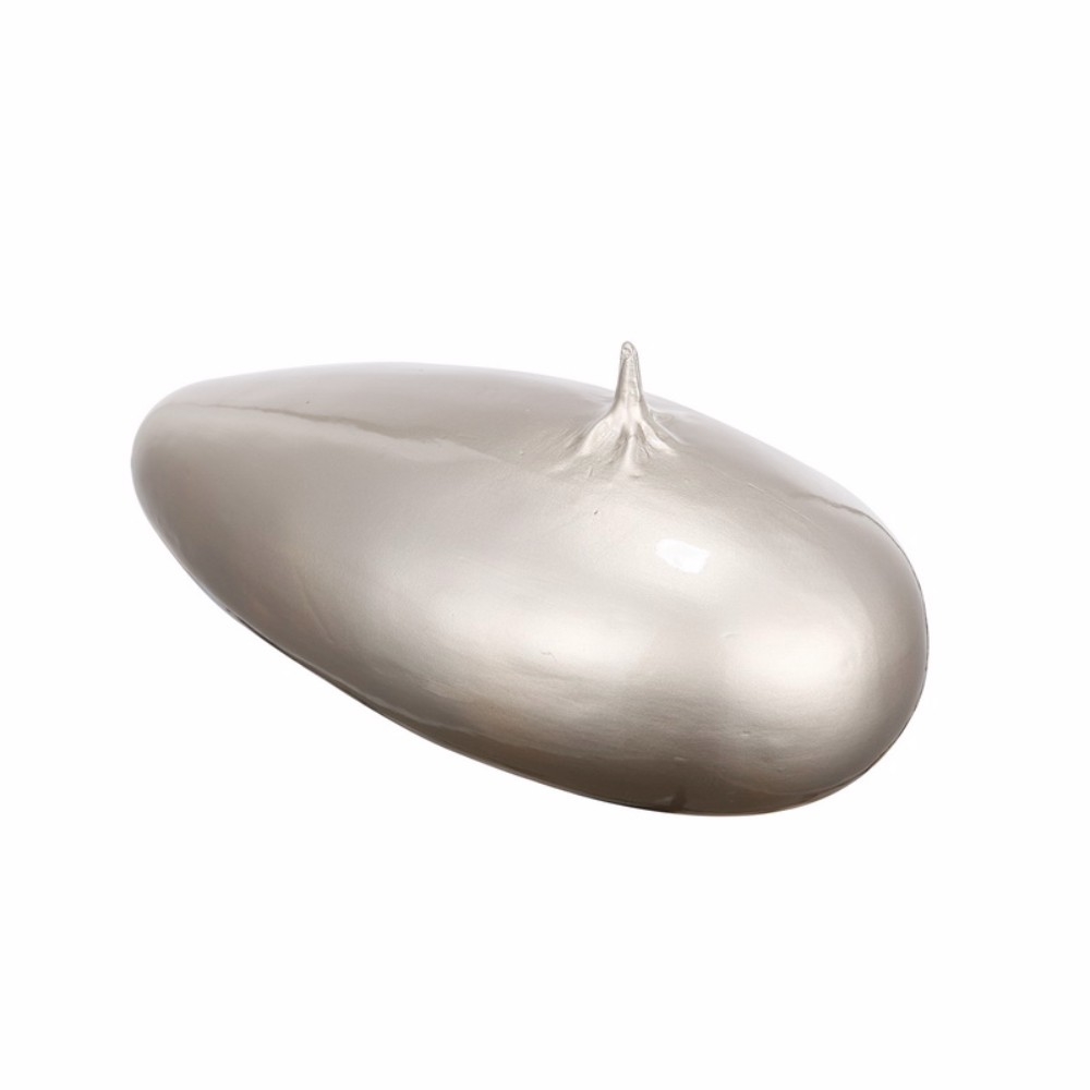 Smooth Egg Shaped Ceramic Tabletop Decor, Silver
