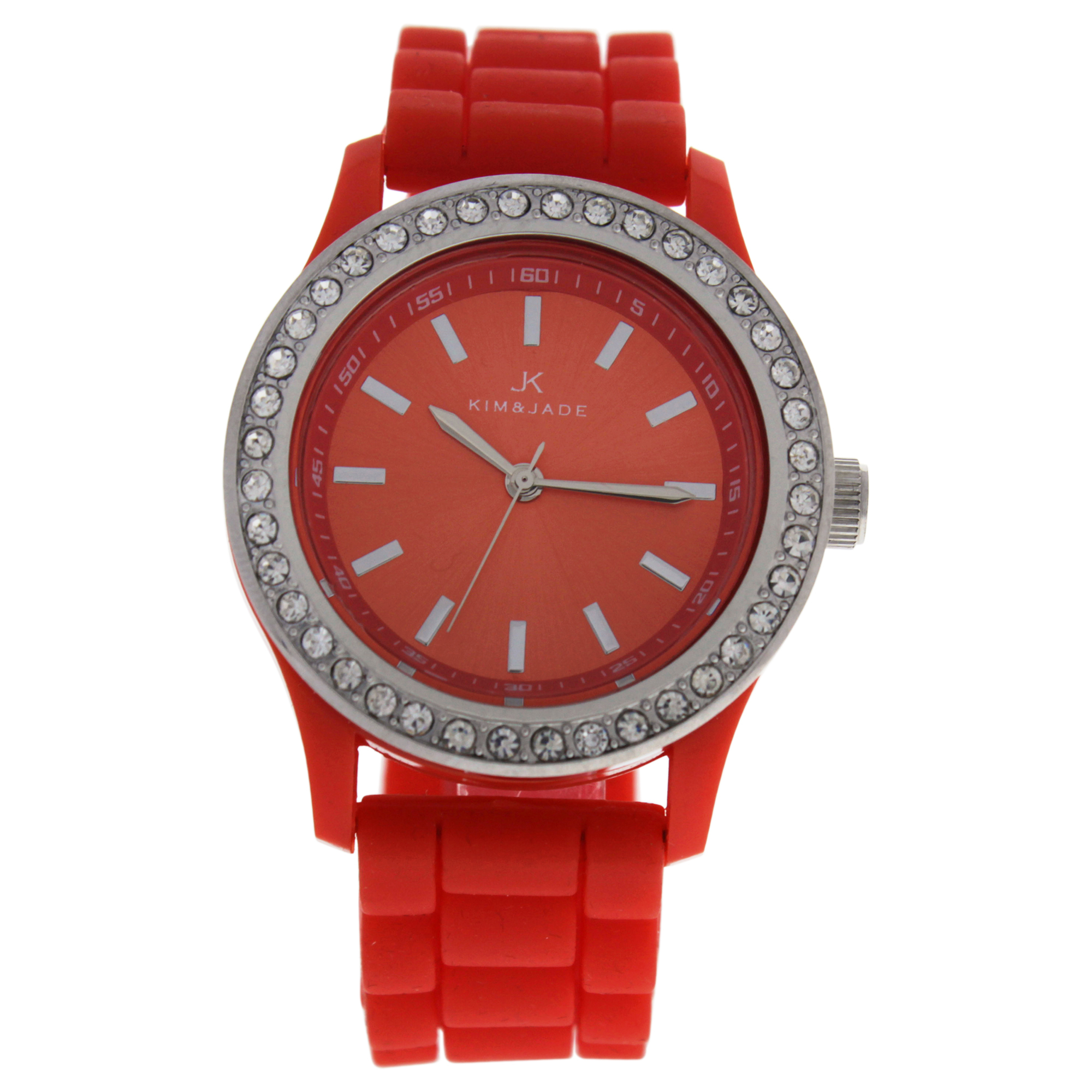 2032L-R Orange Silicone Strap Watch by Kim & Jade for Women - 1 Pc Watch
