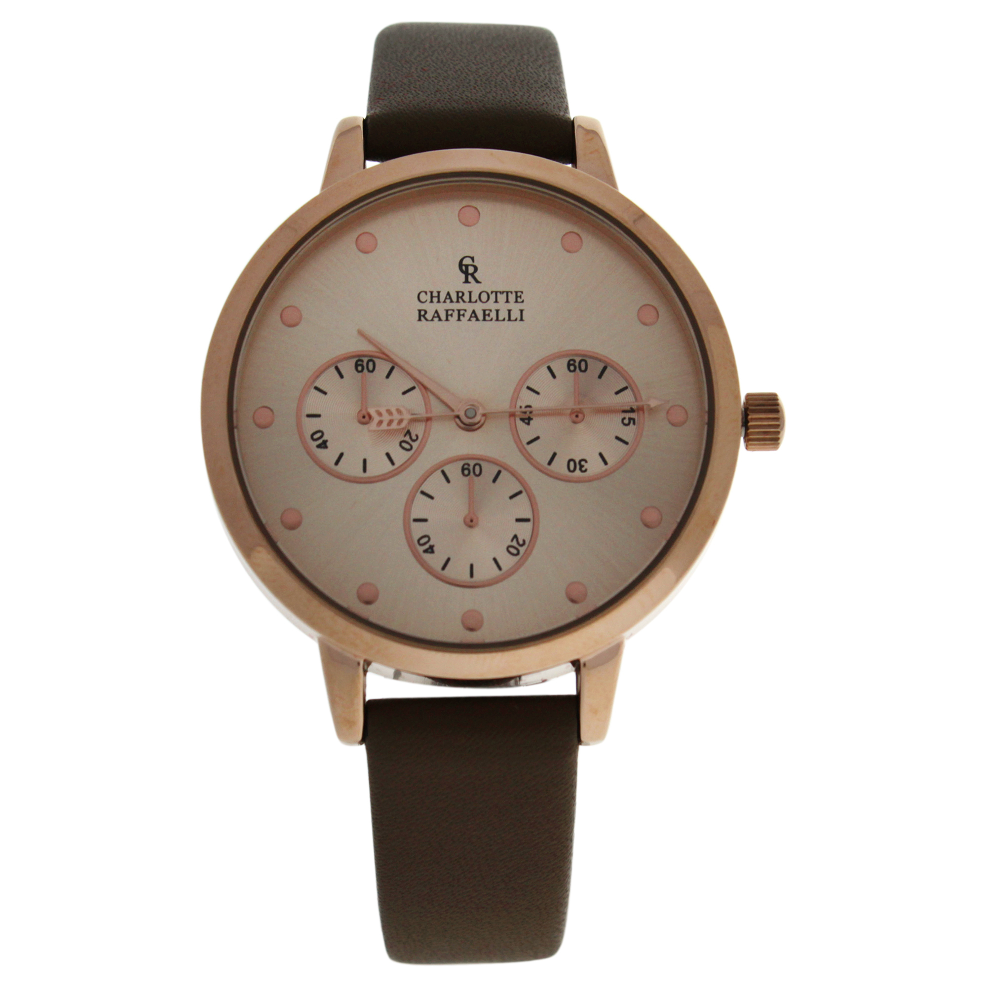 CRB015 La Basic - Rose Gold/Brown Leather Strap Watch by Charlotte Raffaelli for Women - 1 Pc Watch