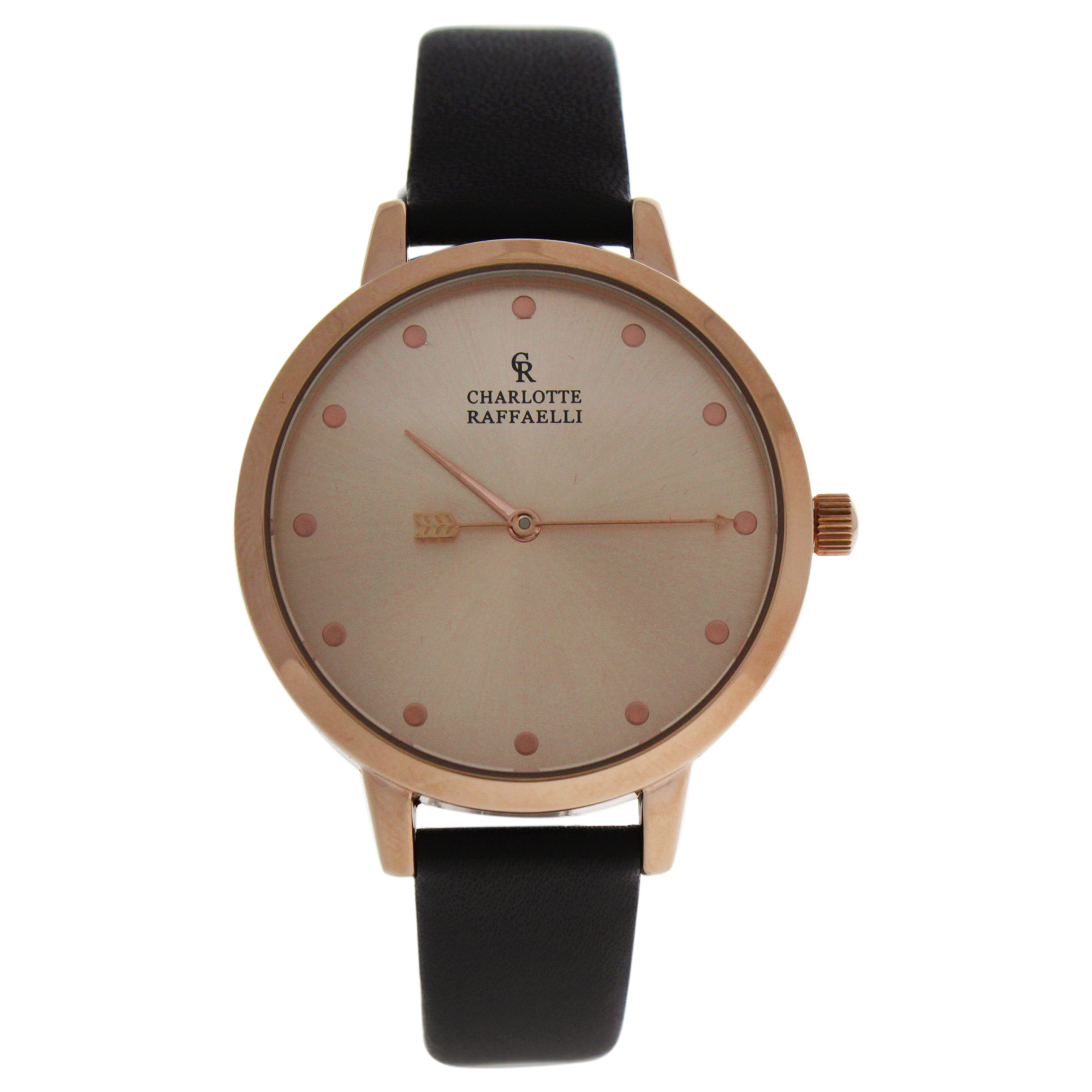 CRB006 La Basic - Rose Gold/Brown Leather Strap Watch by Charlotte Raffaelli for Women - 1 Pc Watch
