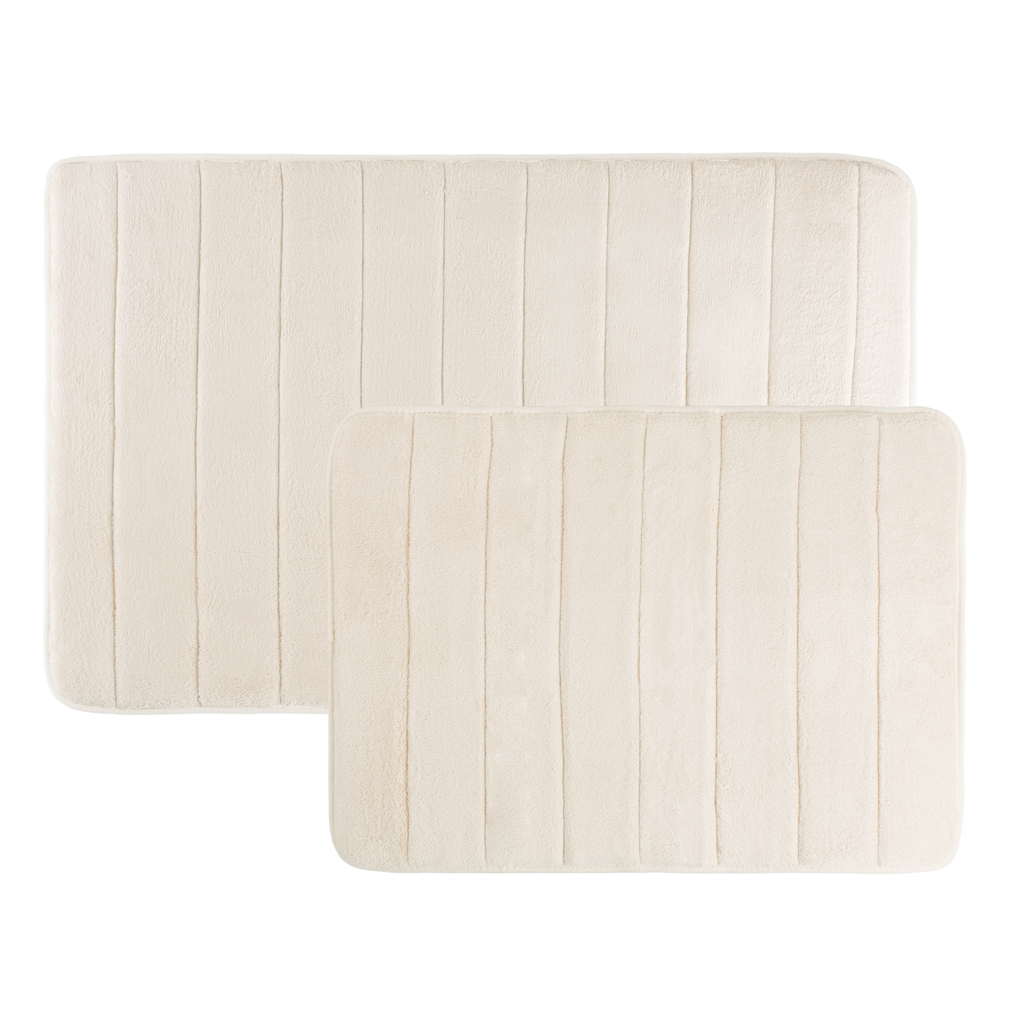 Ivory Non Slip 2 Pc Bath Mat Set Memory Foam Soft Microfiber Non Skid Quick Dry