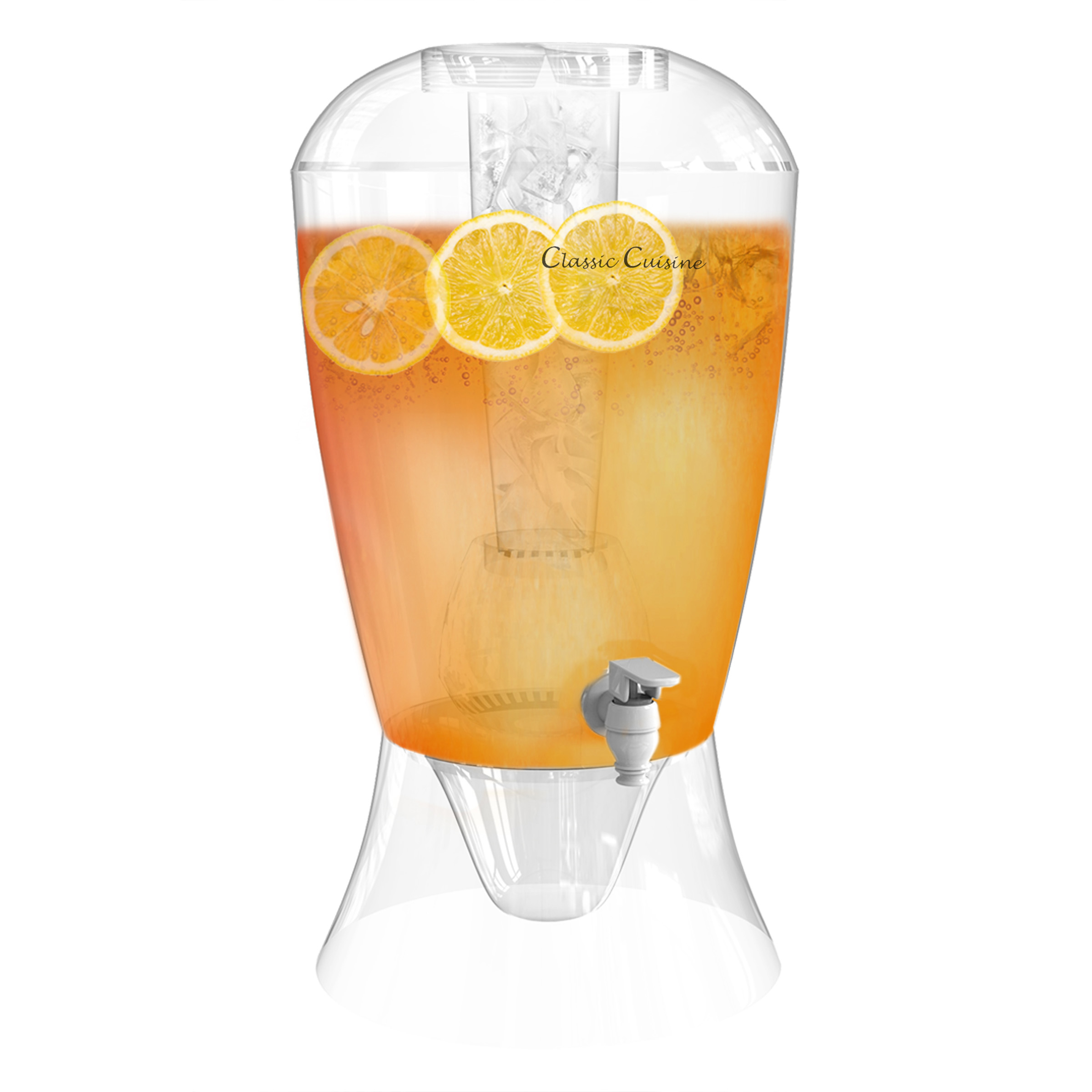 2 Gallon Drink Dispenser Shatter Proof Cooling Cylinder Detachable Fruit Fusion Bowl Pitcher