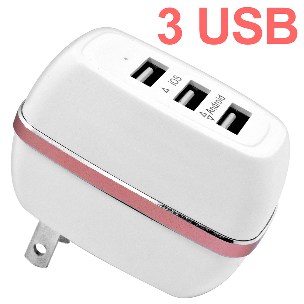 Universal Travel Charger Adapter 3 USB Ports 3.1A Supply Charger Socket Power - White