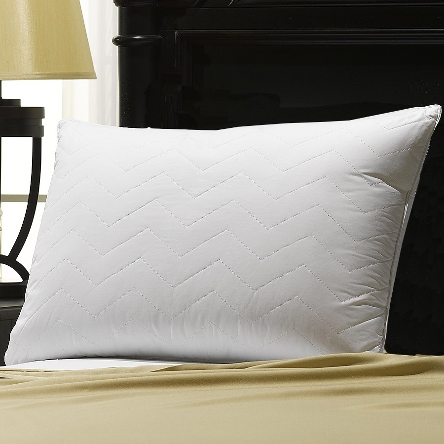 Soft Luxury Plush 100% Cotton Quilted Chevron Gel Fiber Stomach Sleeper Pillow - Standard