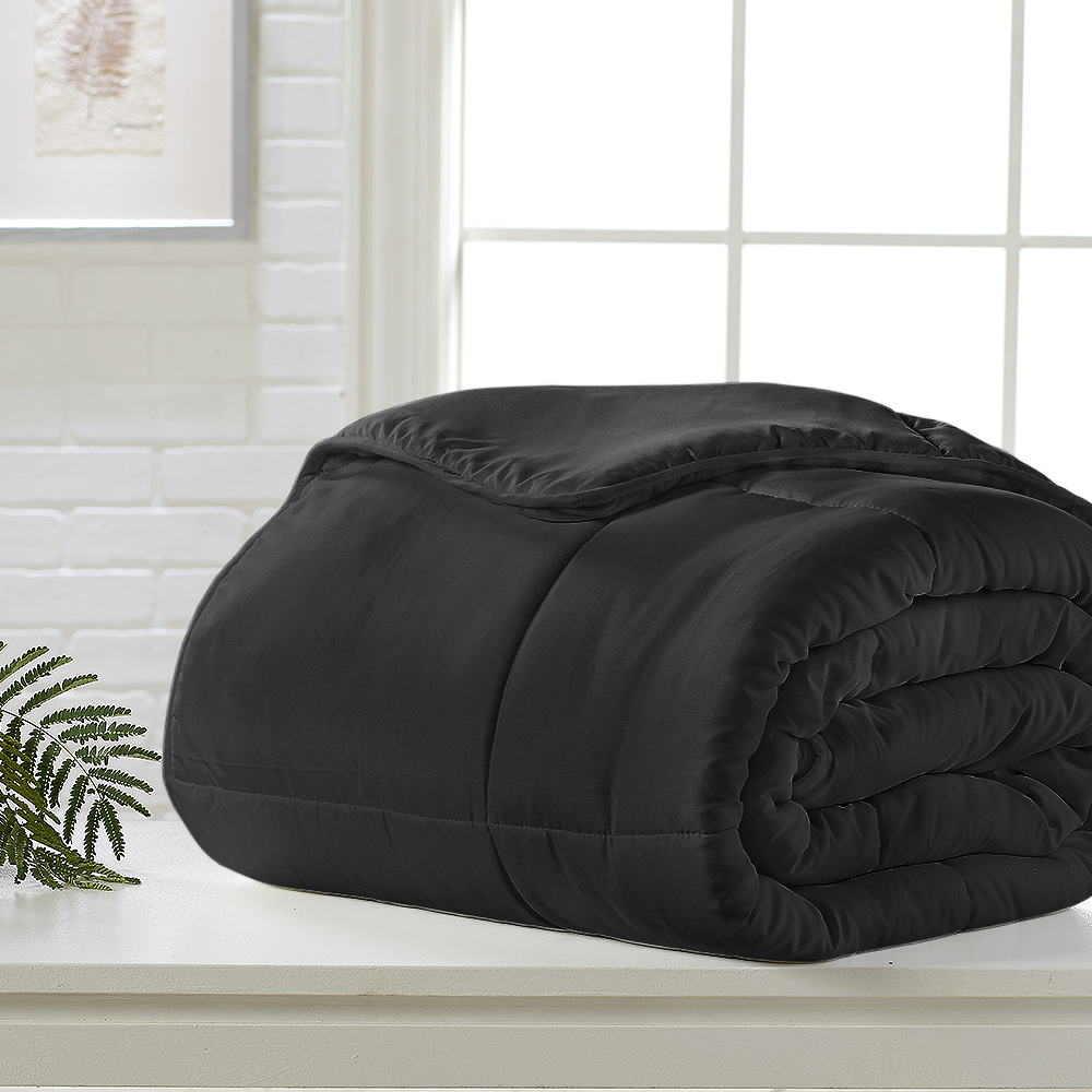 All-season Down-alternative Comforter - Black, Twin