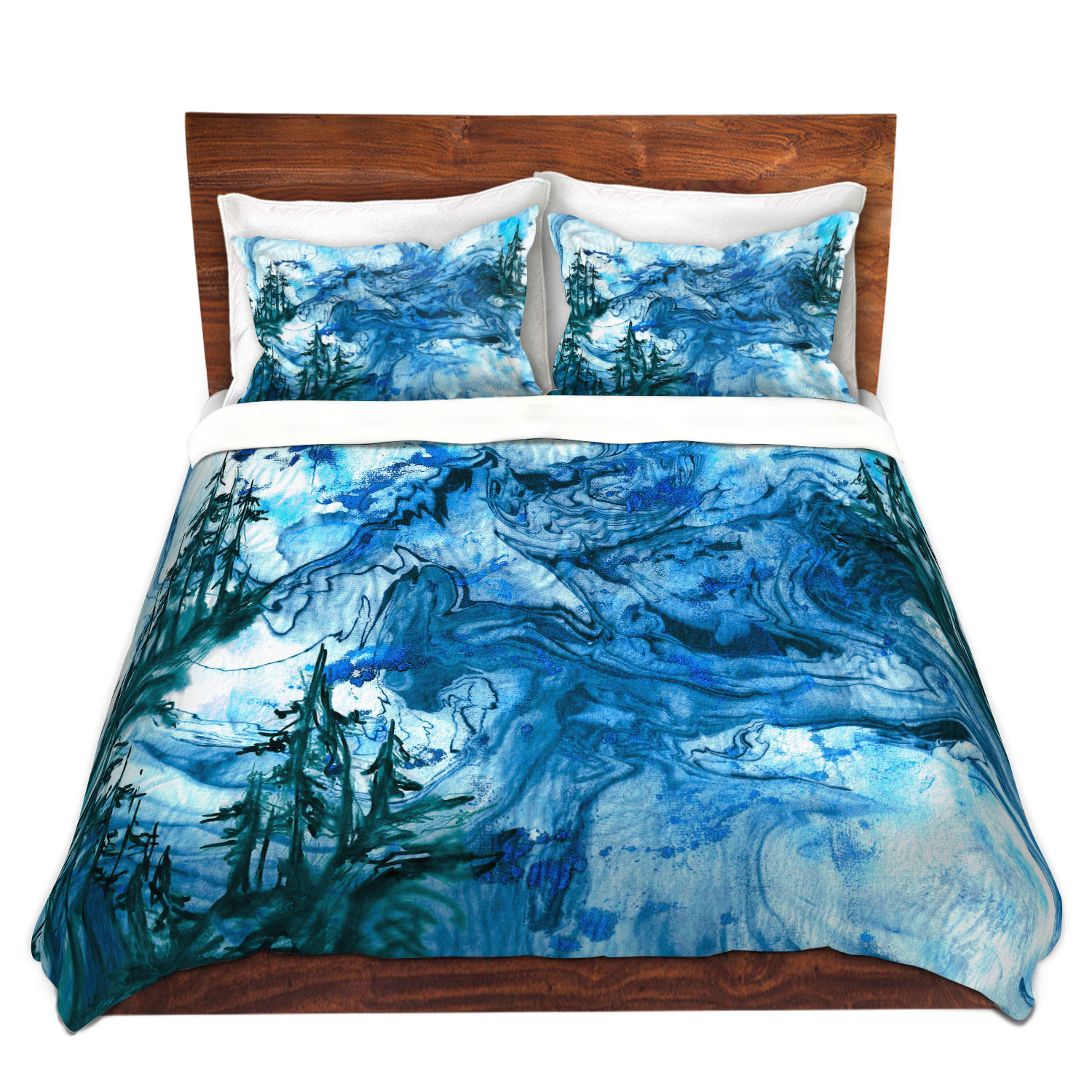 Floral Wash Blue Dia Noche Designs Microfiber Duvet Covers Julia Di Sano
