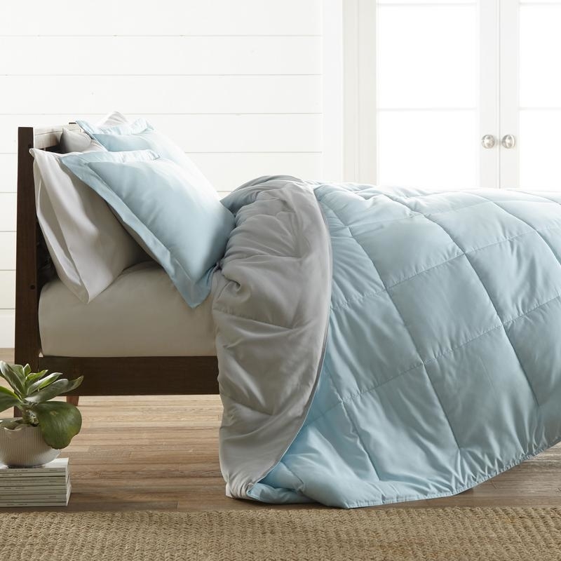 Home Collection Premium Down Alternative Reversible Comforter - Aqua/light Gray, Twin