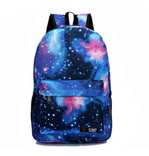 Printing Casual Space School Book Backpack For Teenagers - Blue