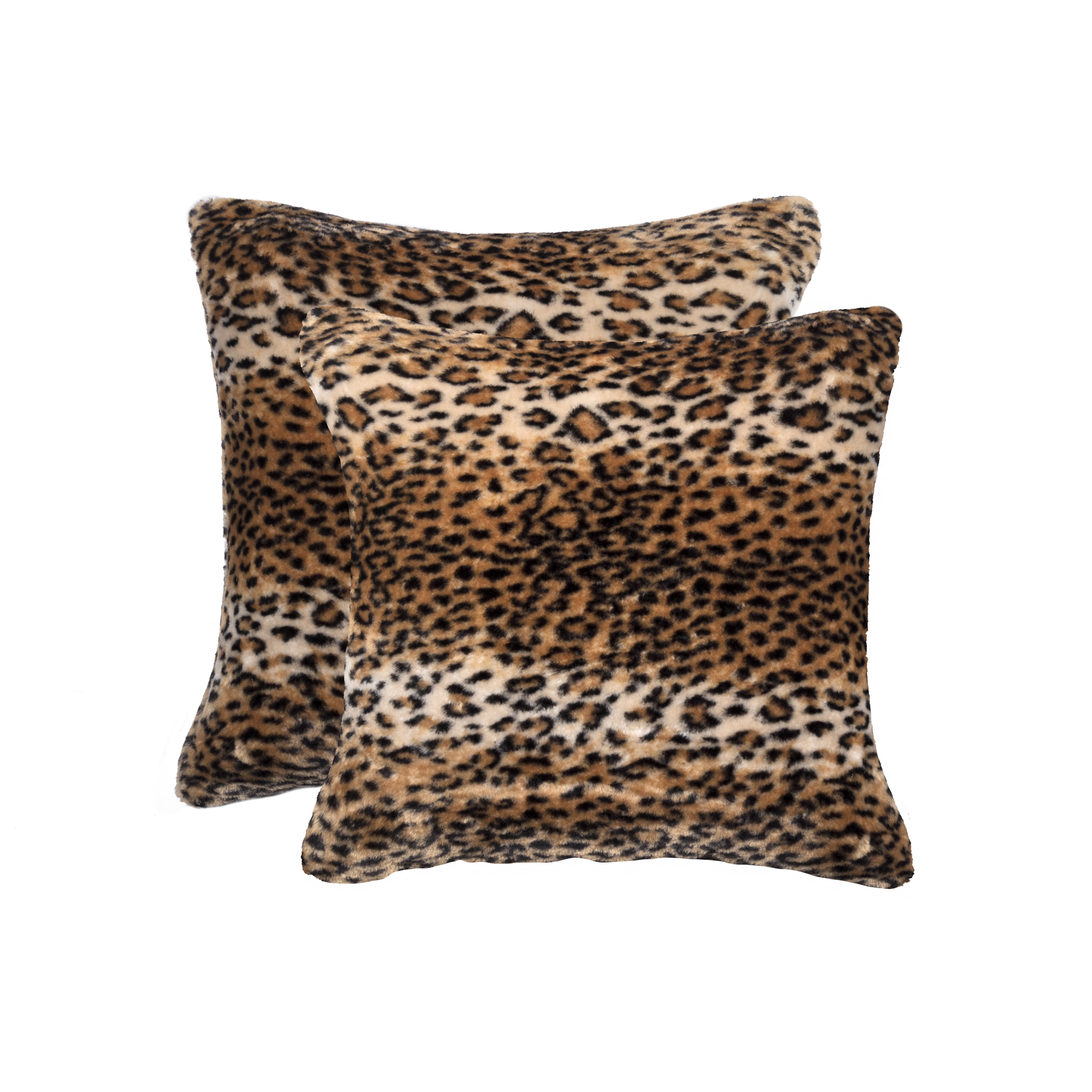 2 Pack Belton Faux Sheepskin Fur Pillow 18"x18" El Paso Leopard